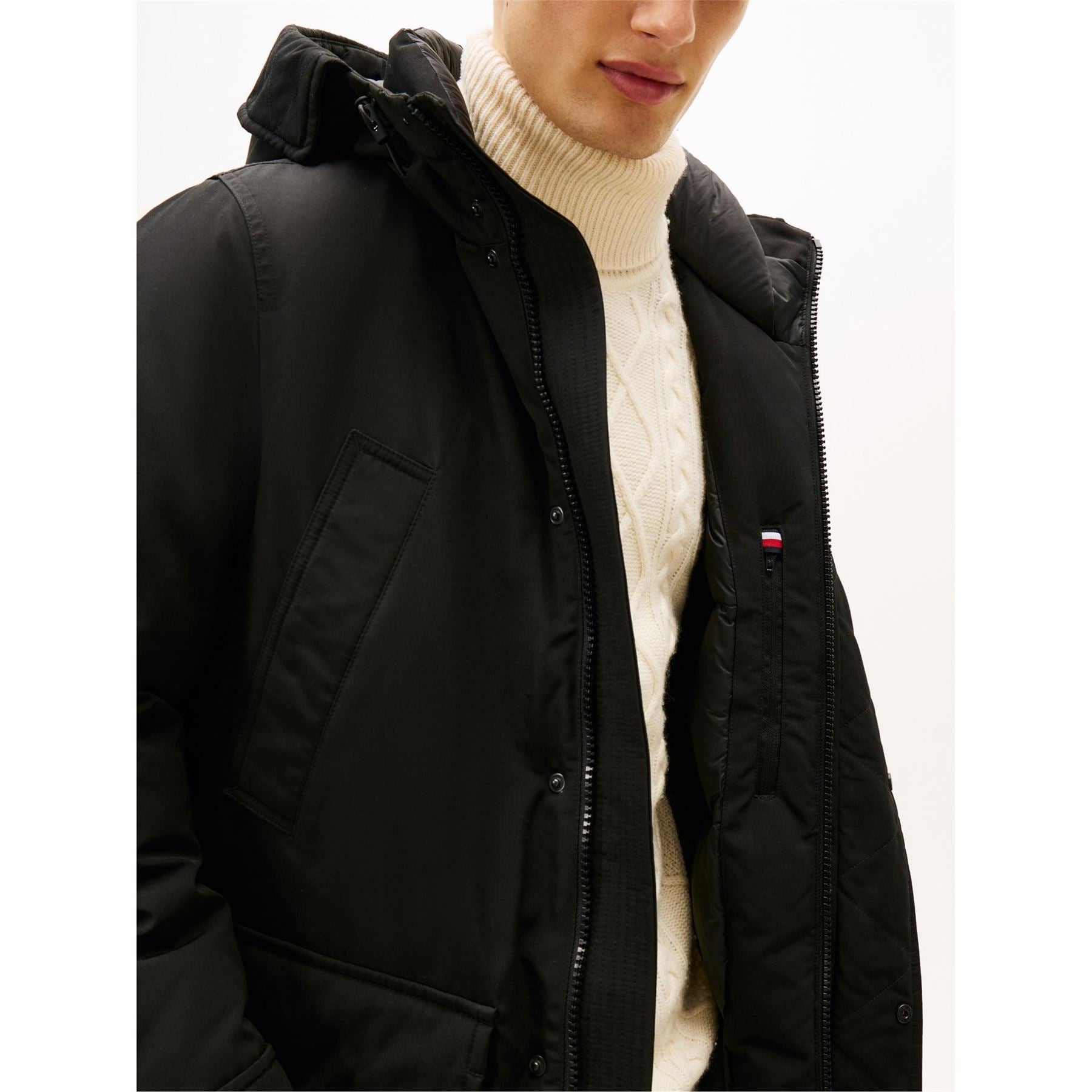 Tommy Hilfiger Padded Utility DWR Hooded Thigh Length Parka