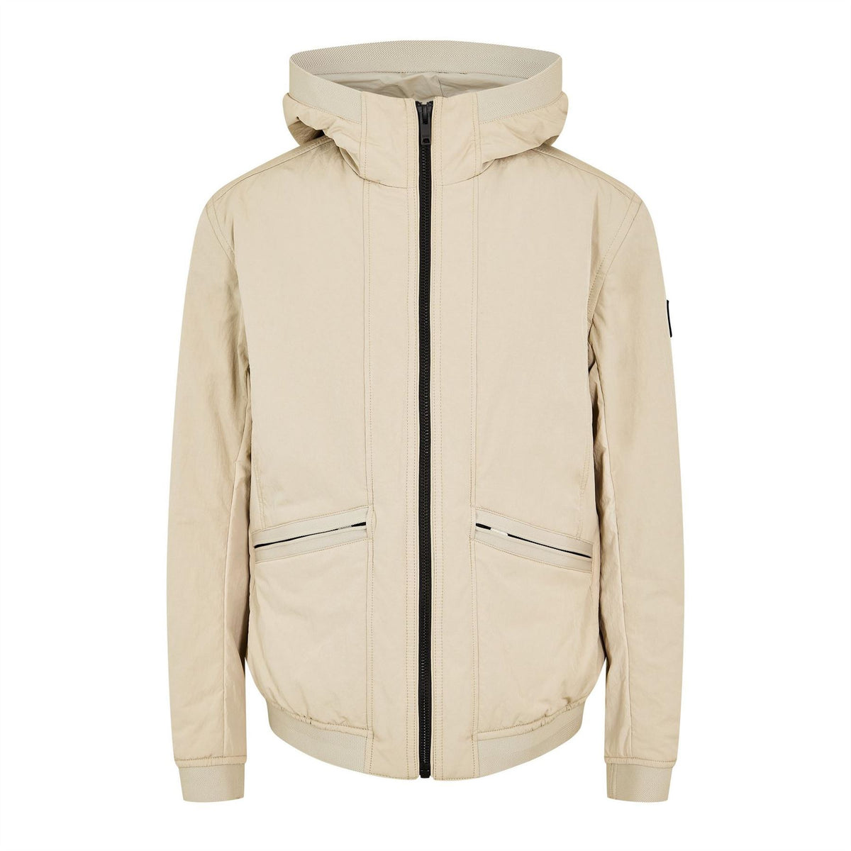Boss Solid Patterned Hooded Fitted Cuff Softshell Jacket