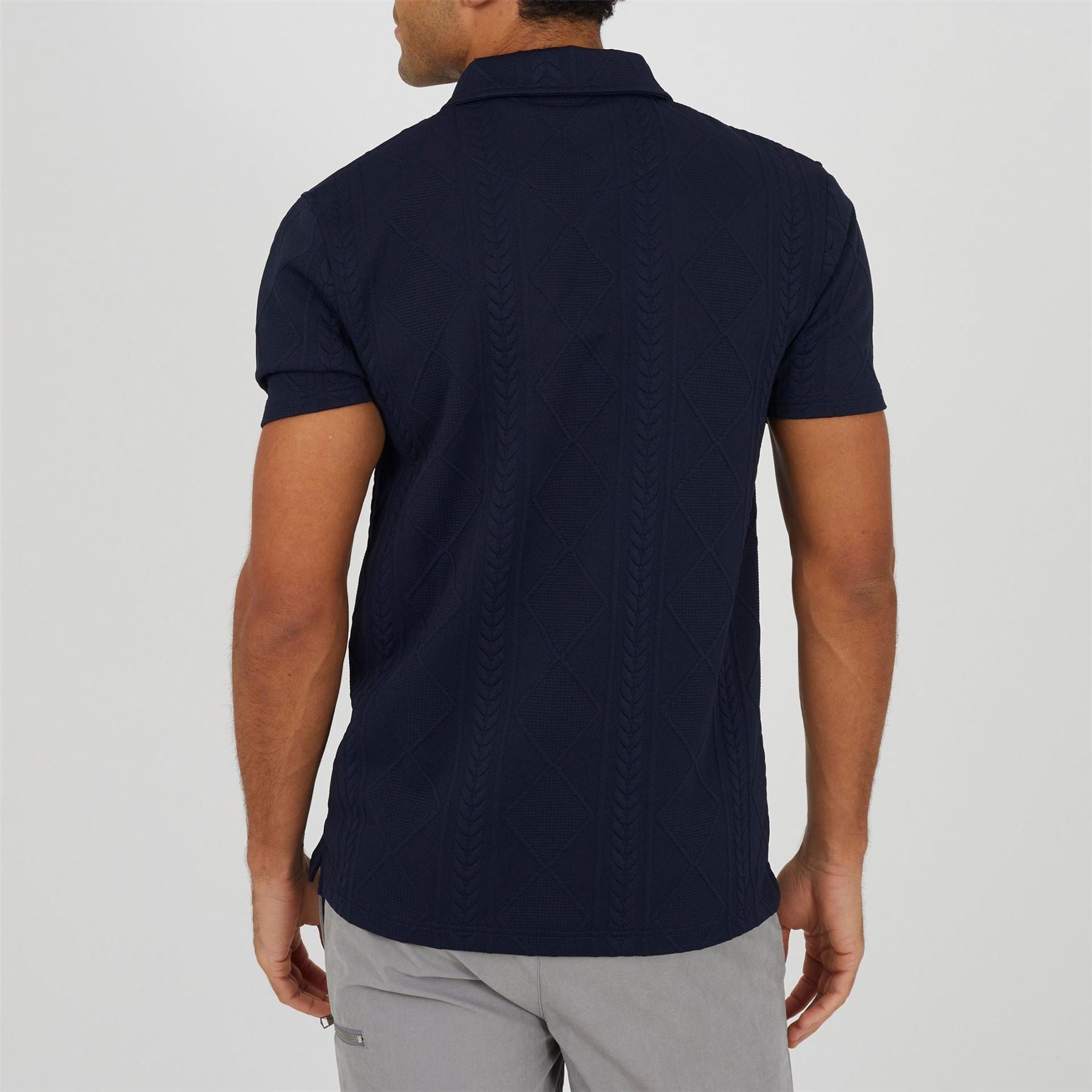 Brave Soul Short Sleeved Polo Shirt With Quarter Zip