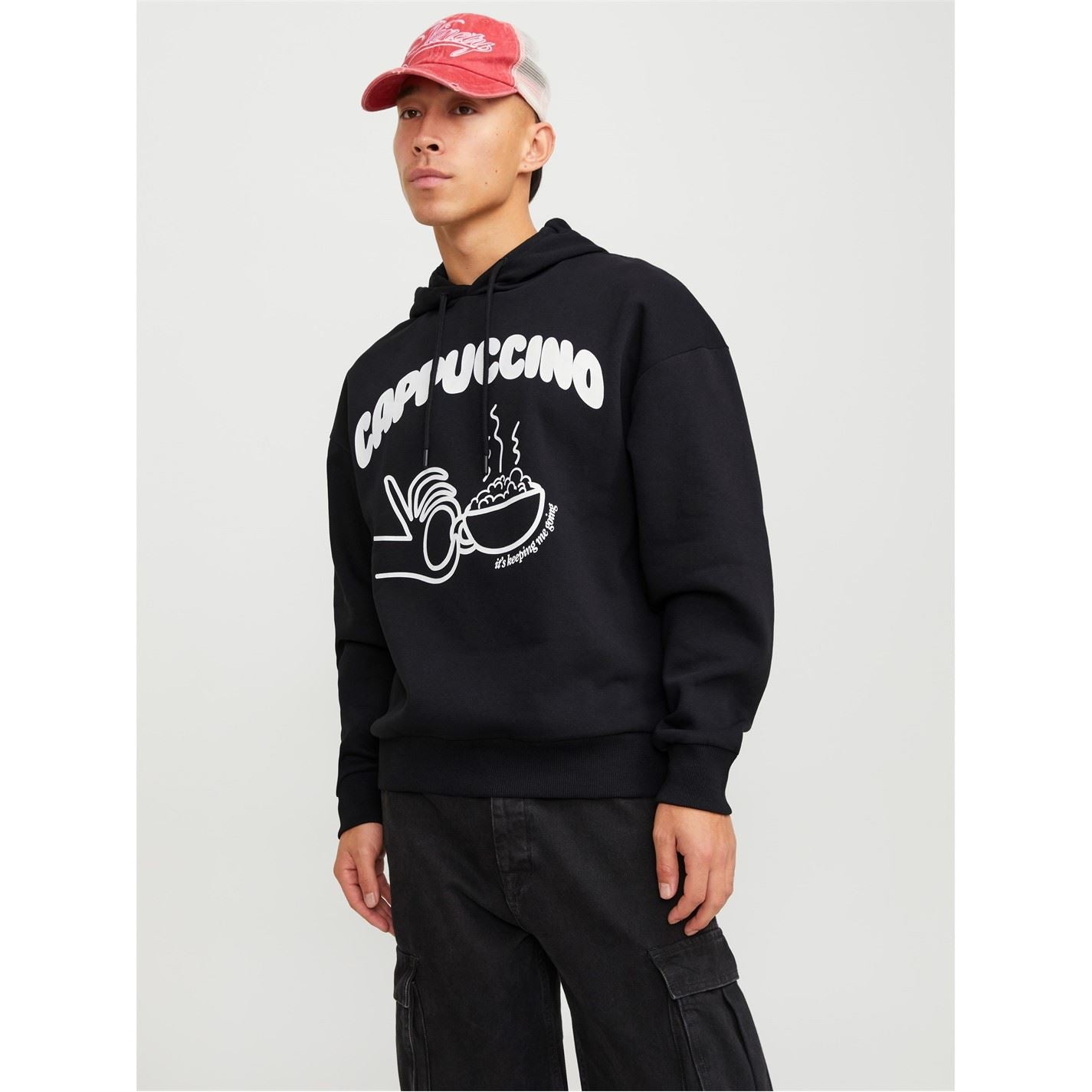 Jack and Jones Mens Graphic Cappuccino Print Hoodie