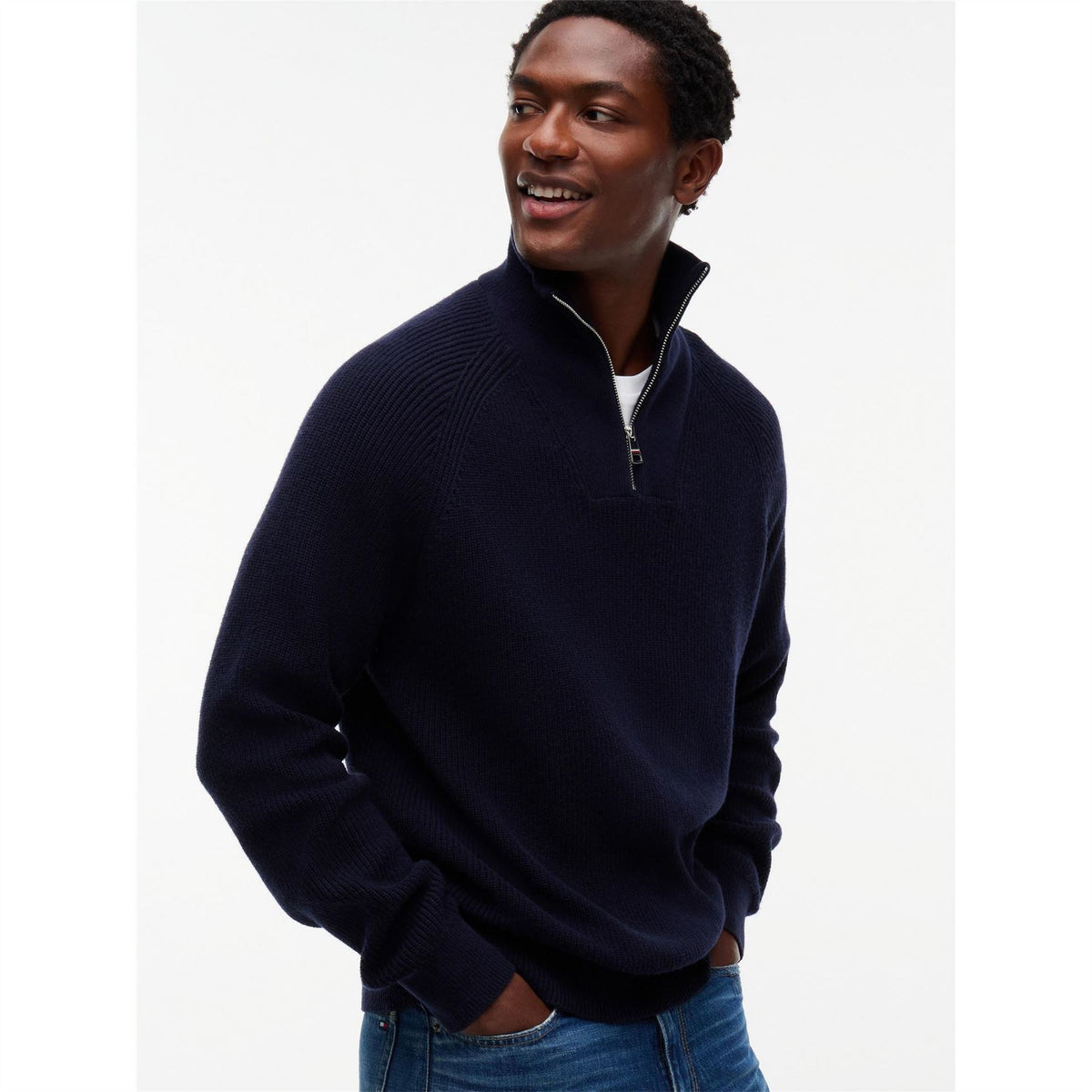 Tommy Hilfiger Wool Fisherman Rib 1 4 Zip Knitted Top