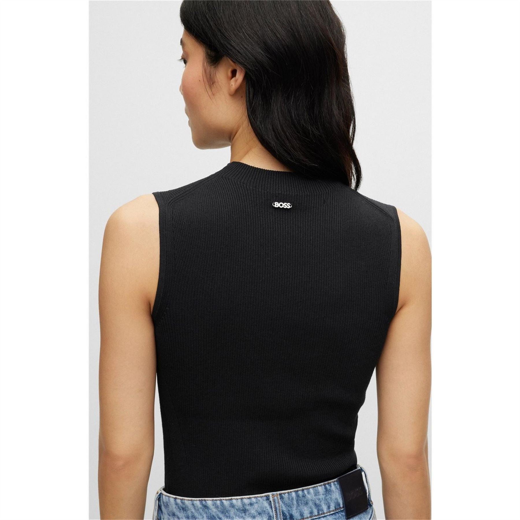 Boss Feskies Knitted Slim Fit Mock Neckline Top