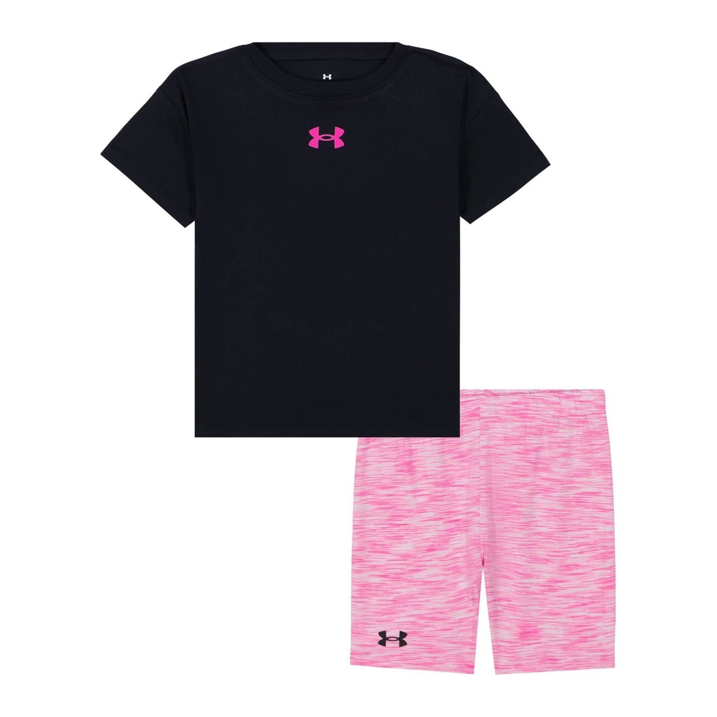 Under Armour Crew Neck Short Sleeve T-Shirt and Cycling Shorts Set