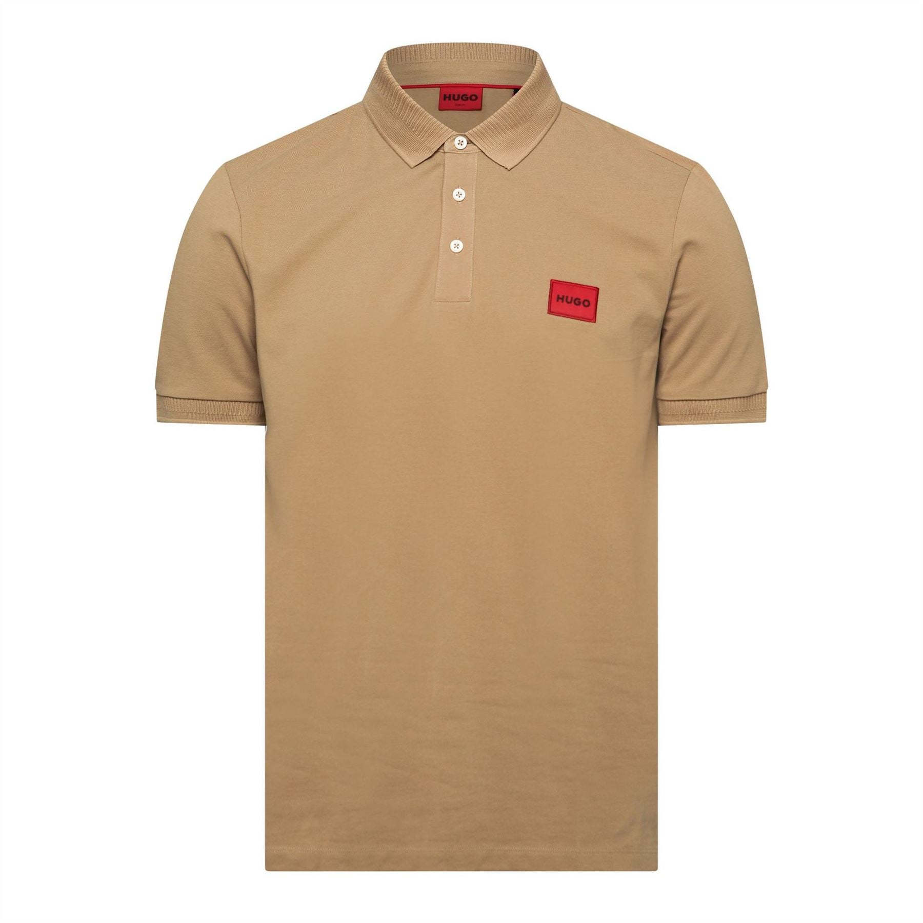 Hugo HUGO Deruso Short Sleeve Polo Shirt with Logo Detail and Ribbed Collar   Premium Cotton