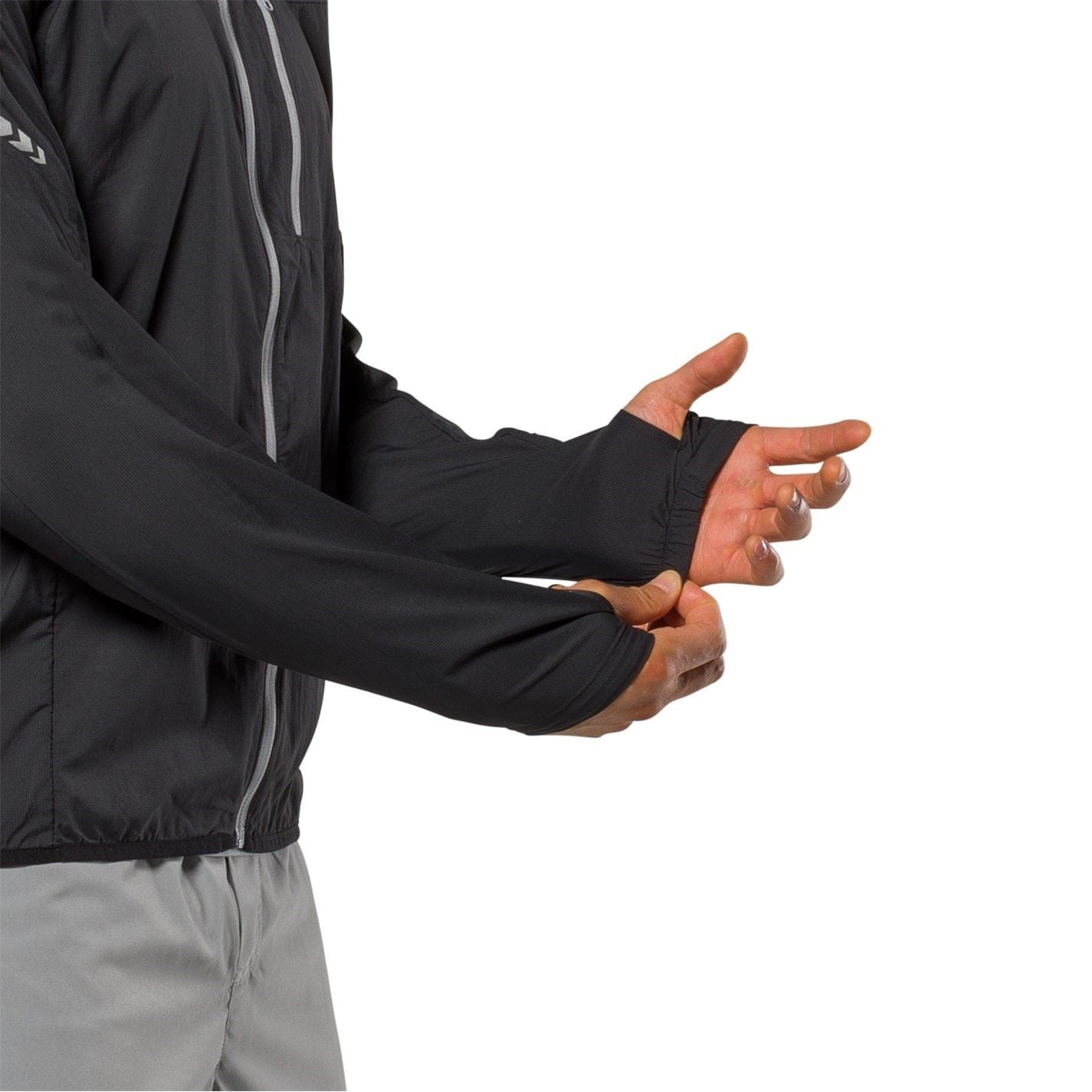 Nathan Stealth Solid Patterned Hooded Windbreaker with Zipped Pocket and Reflective Ribbon