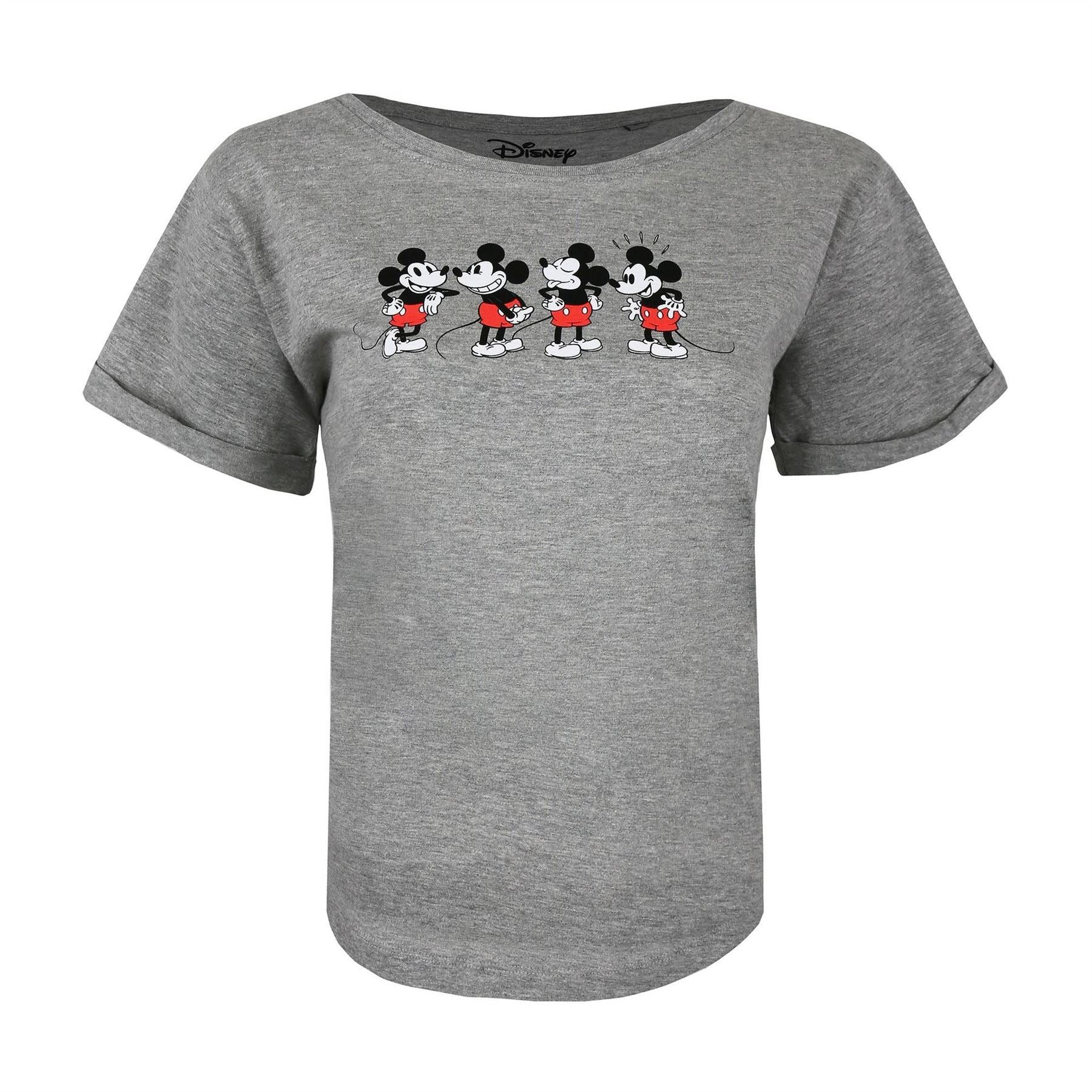 Disney Mickey Mouse Logo Print Rolled Cuff T-Shirt