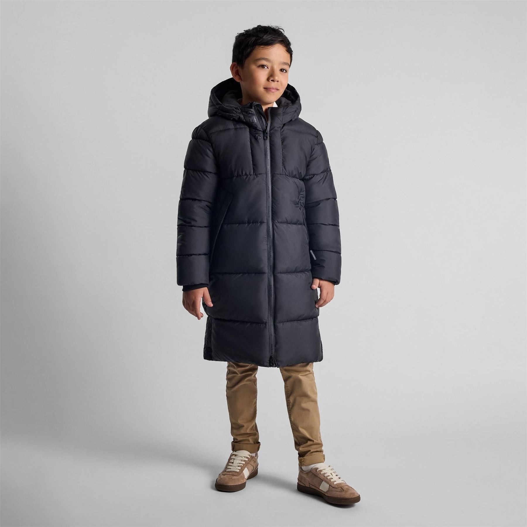 Minoti Boys Long Coat Two Way Zip Grey