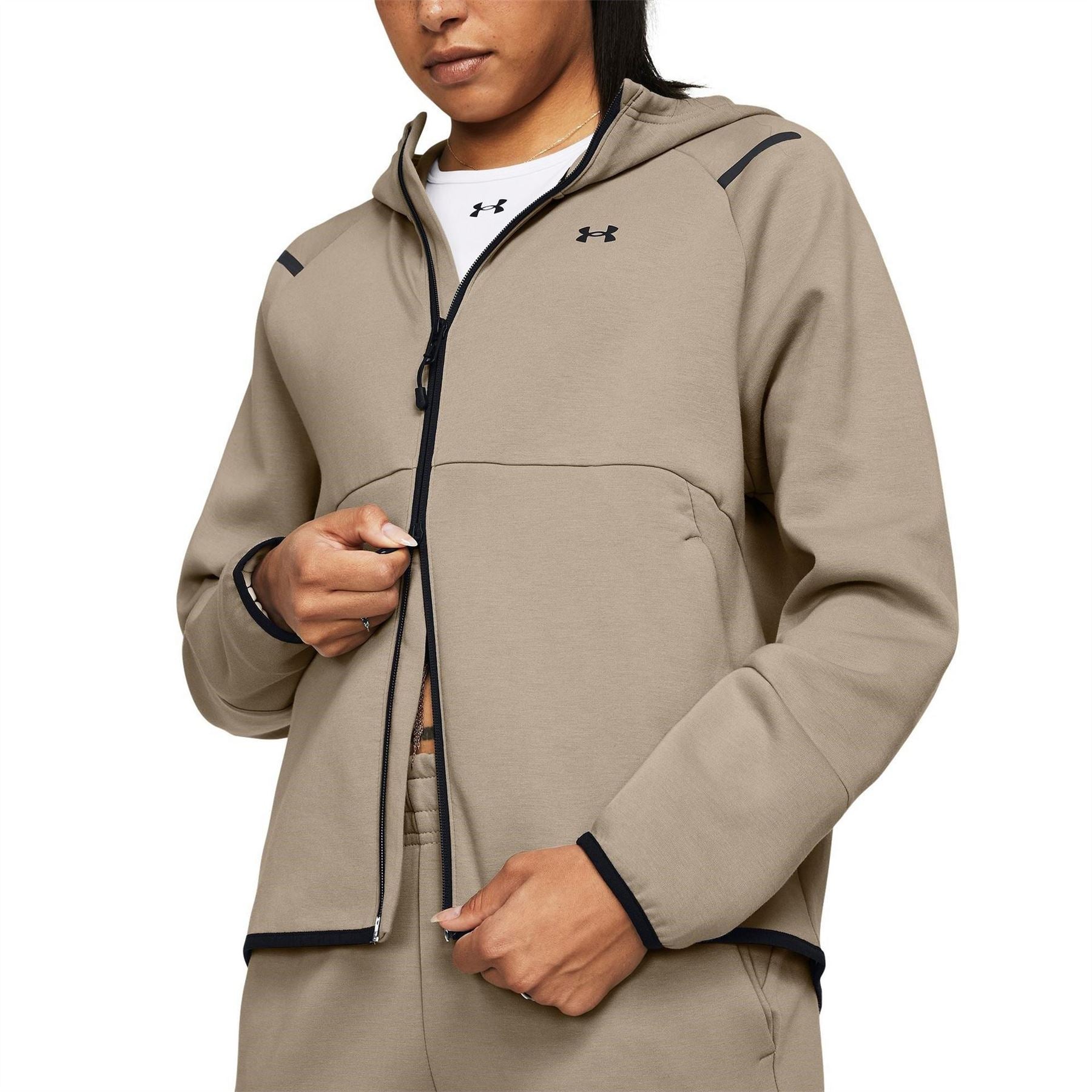 Under Armour Unstoppable Hooded Full Zipper Solid Patterned Sweat Jacket