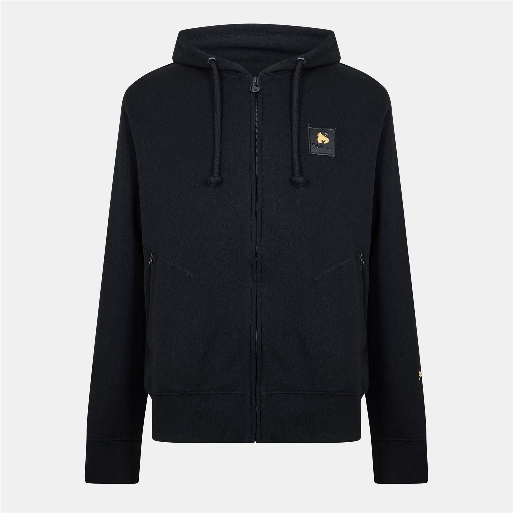 Money Front Zipper Pocket Hooded Zip Neck Sweatshirt