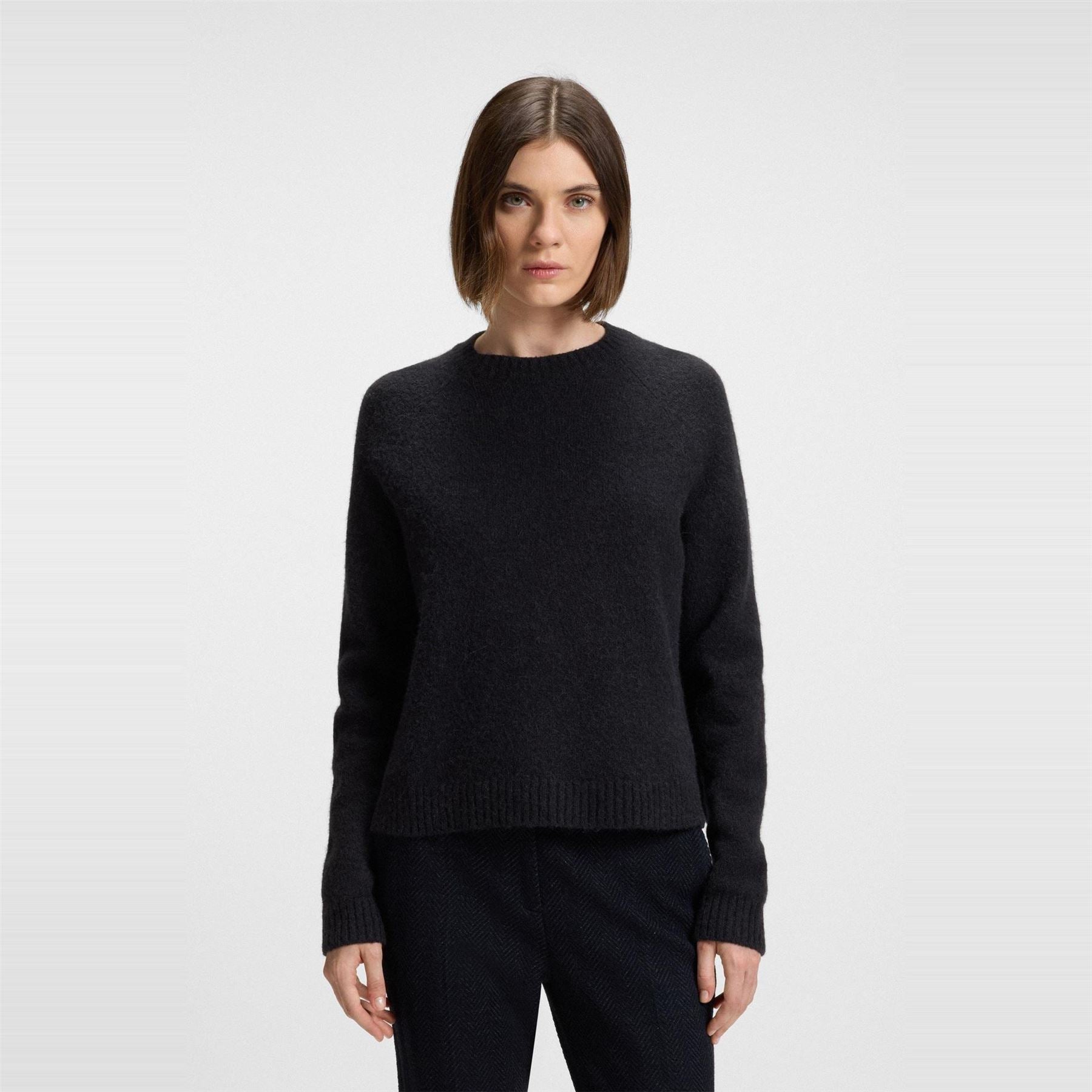 Boss Crew Neck Ribbed Collar Long Sleeve Sweater
