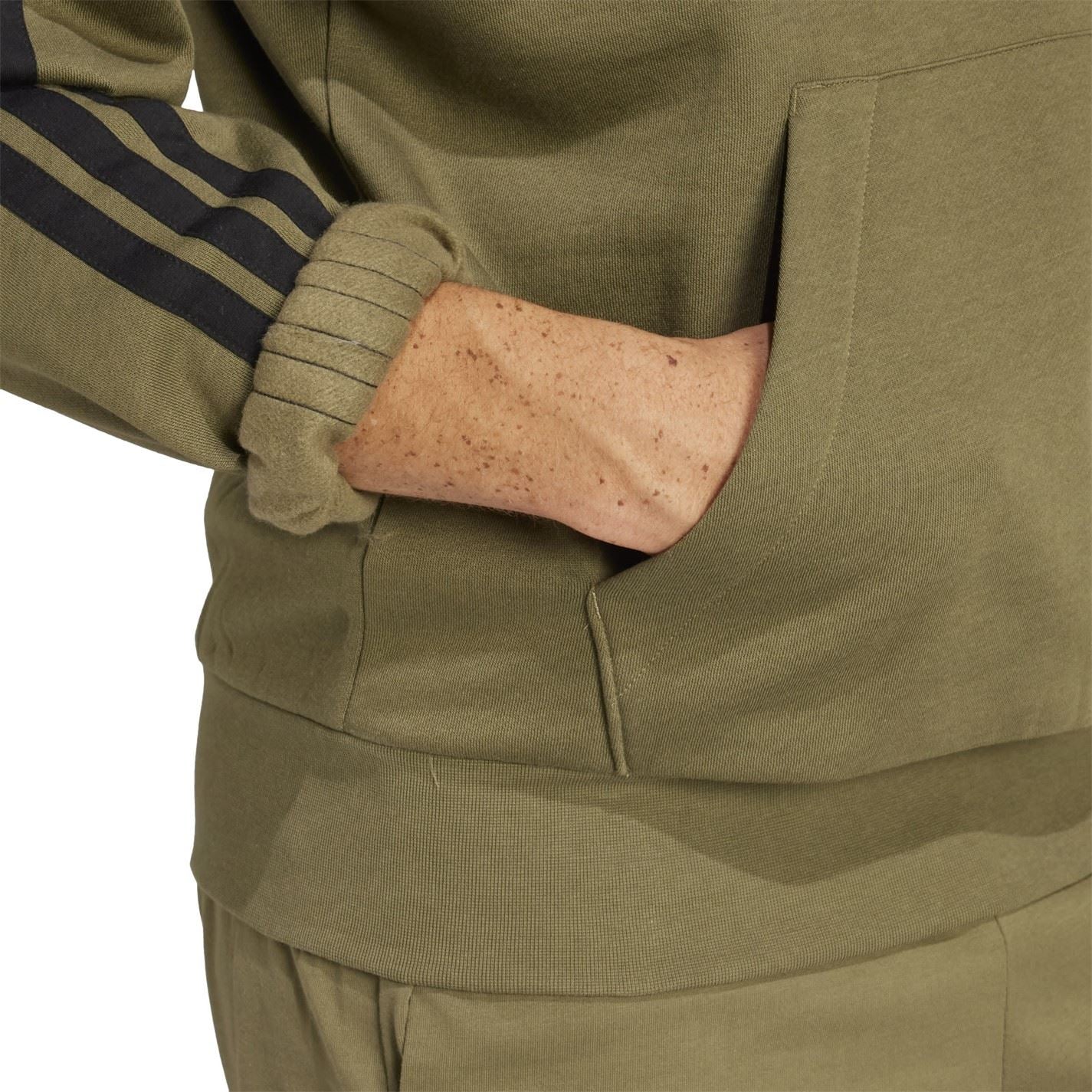 adidas Mens Fleece 3 Stripes Hoodie