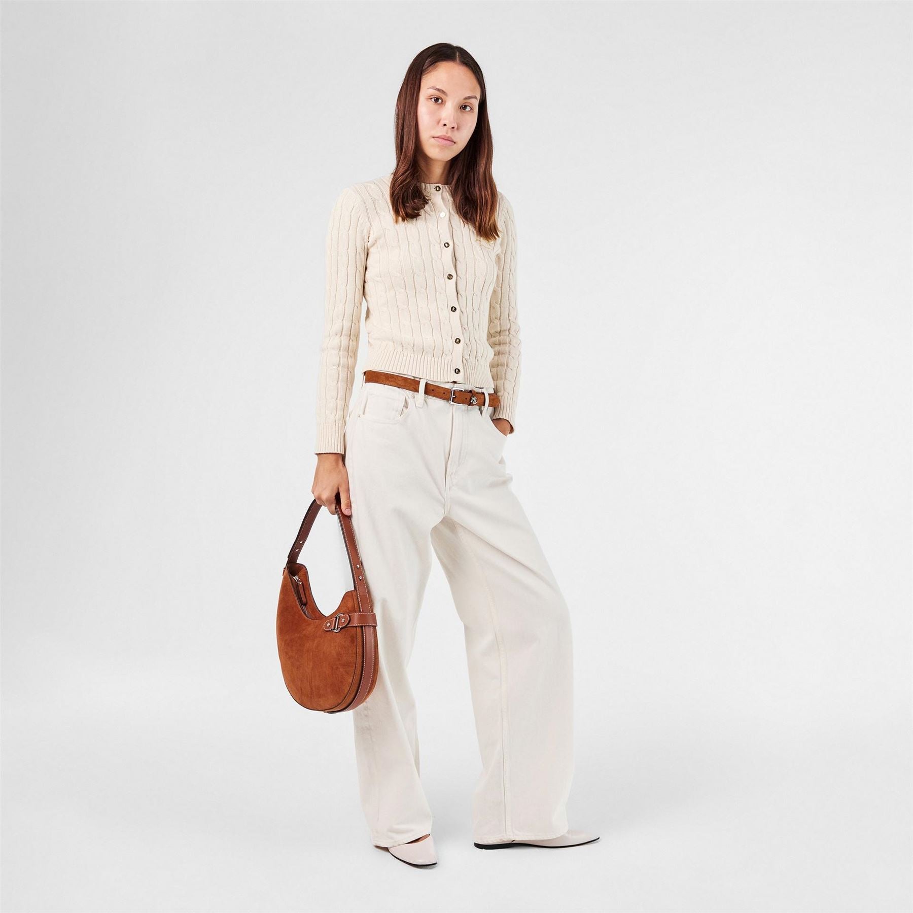 Lauren by Ralph Lauren Leather Logo Pin Buckle Belt