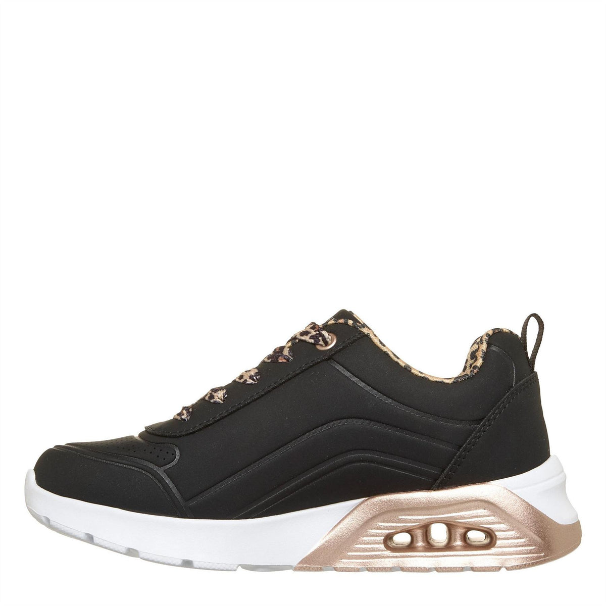 Skechers Duraleather W Metallic Heel Lace Up Low Top Trainers Girls