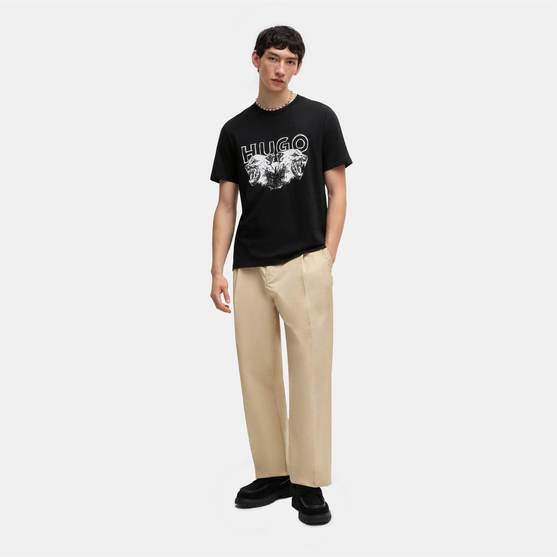 Hugo Dog Graphic Regular Fit Crew Neck T-Shirt