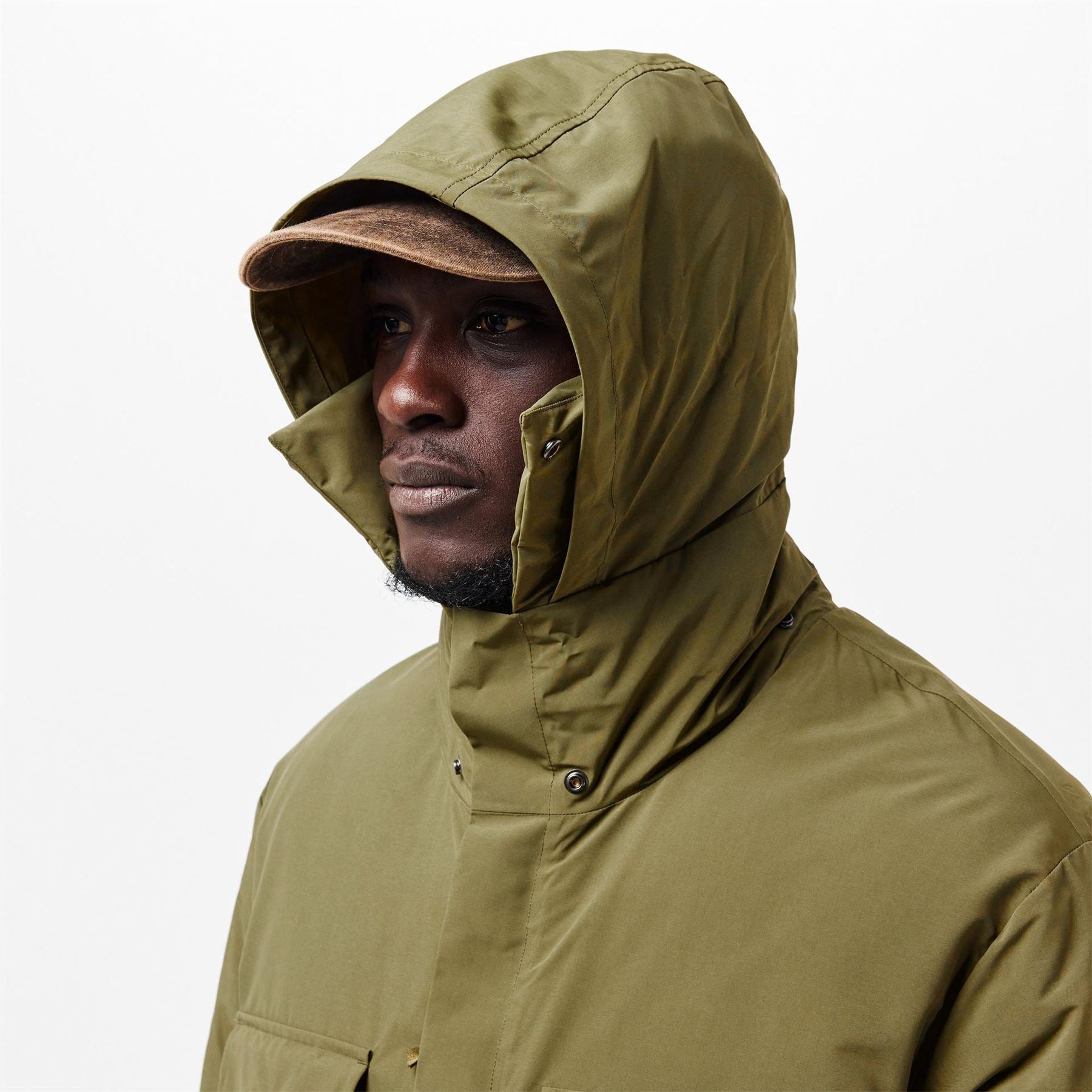CP Company Goggle Solid Patterned Hooded Snap Button Softshell Jacket