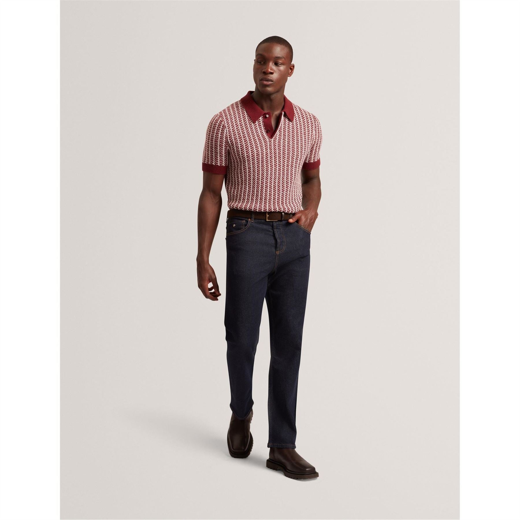 Ted Baker Herringbone Short Sleeve Polo Shirt