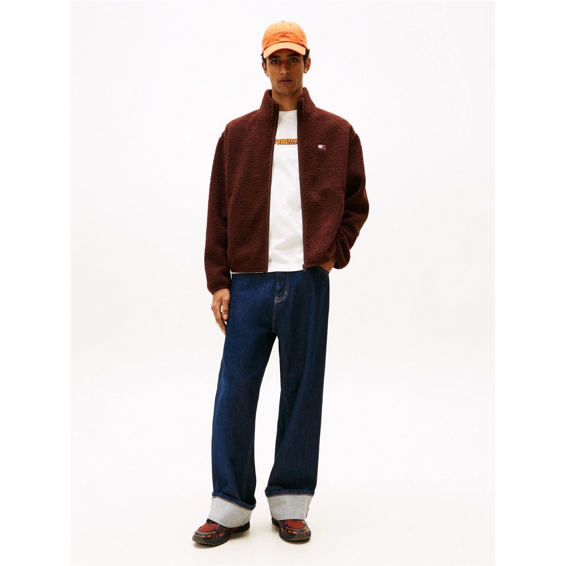 Tommy Jeans Full Zipper Teddy Bear Coat with Zipped Pocket