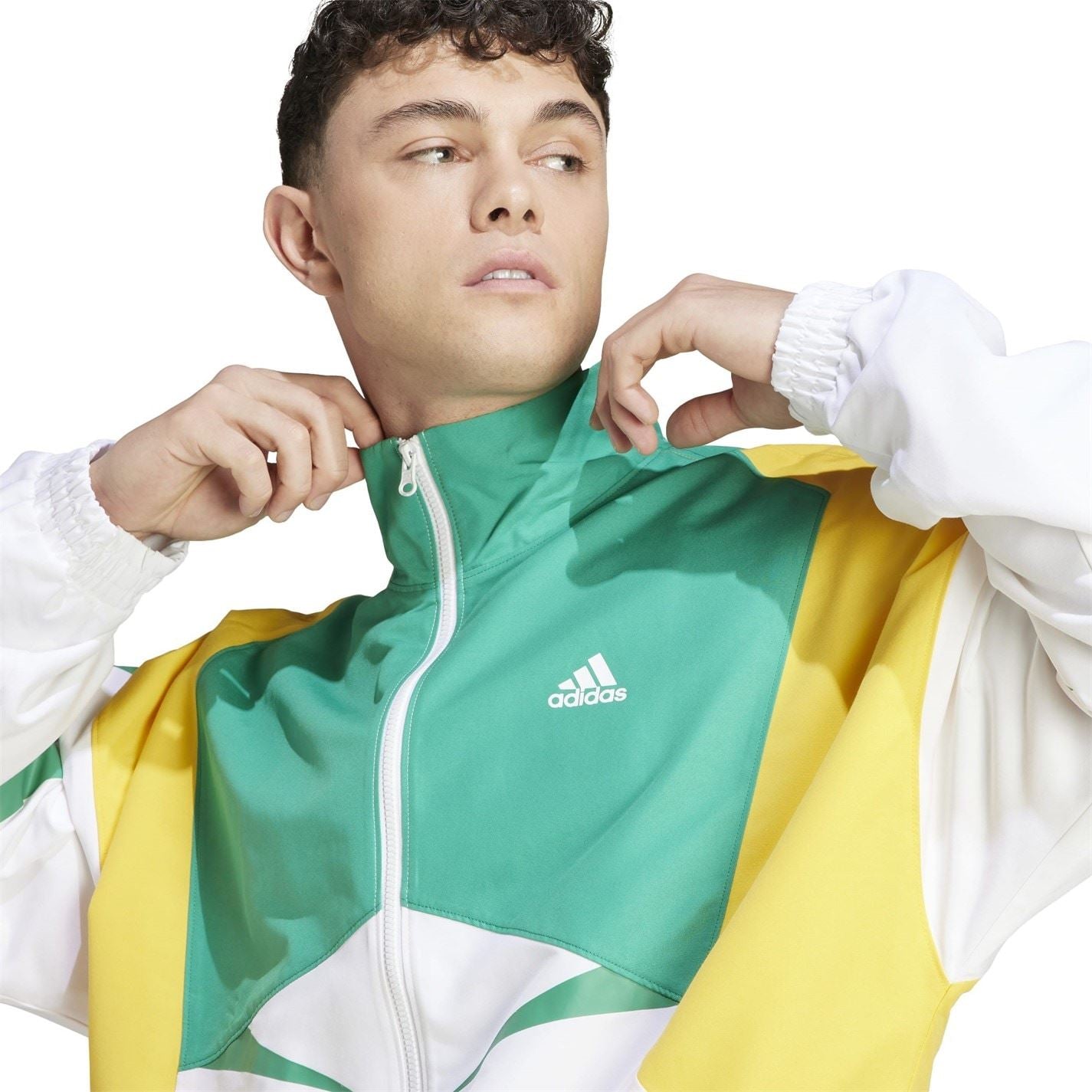 adidas Color Block High Neck Ribbed Cuff Track Jacket