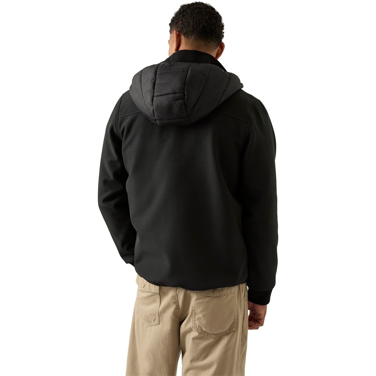 Reebok Solid Patterned Hooded Neck Ribbed Cuff Rain Jacket