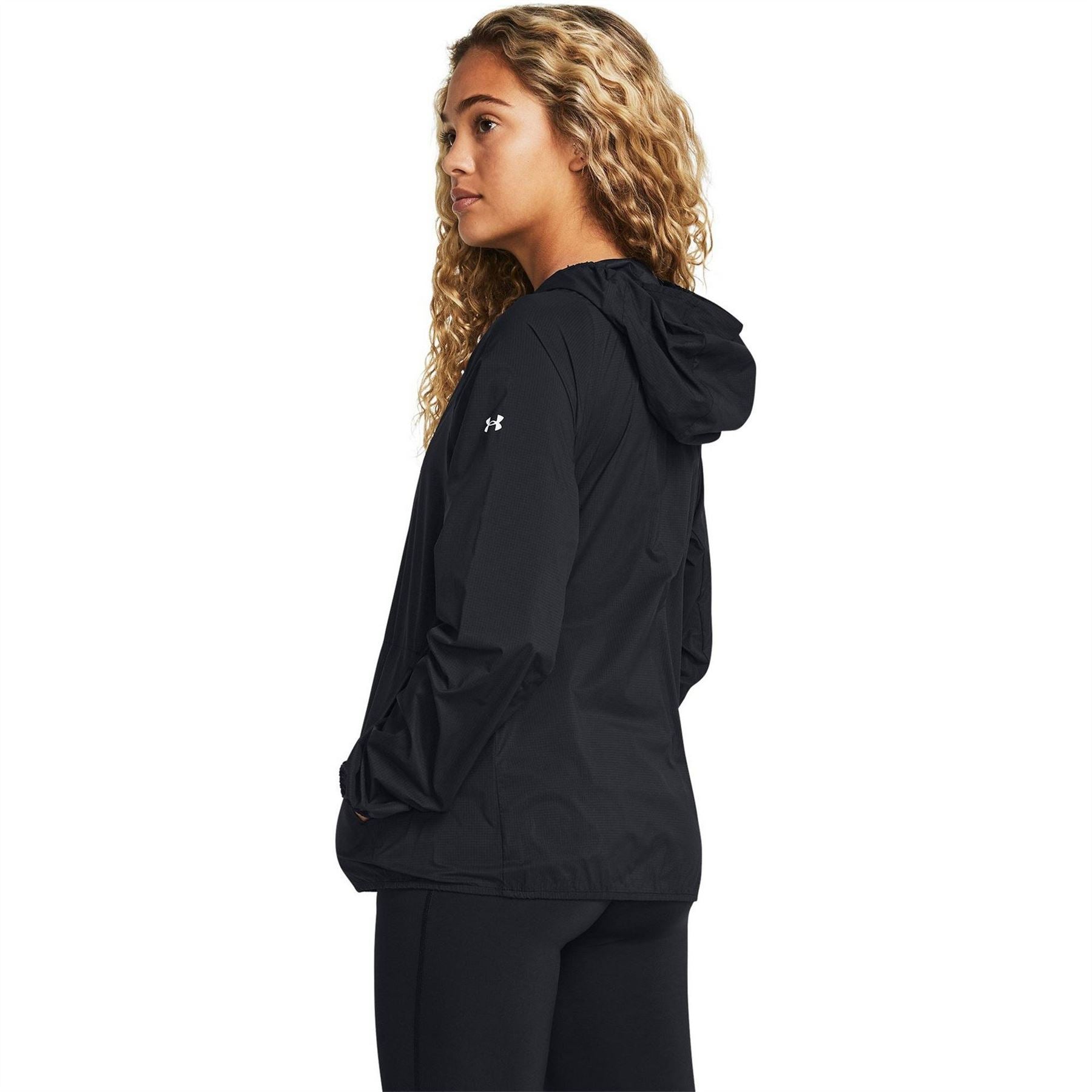 Under Armour Launch Solid Patterned Hooded Running Jacket with Chest Pocket
