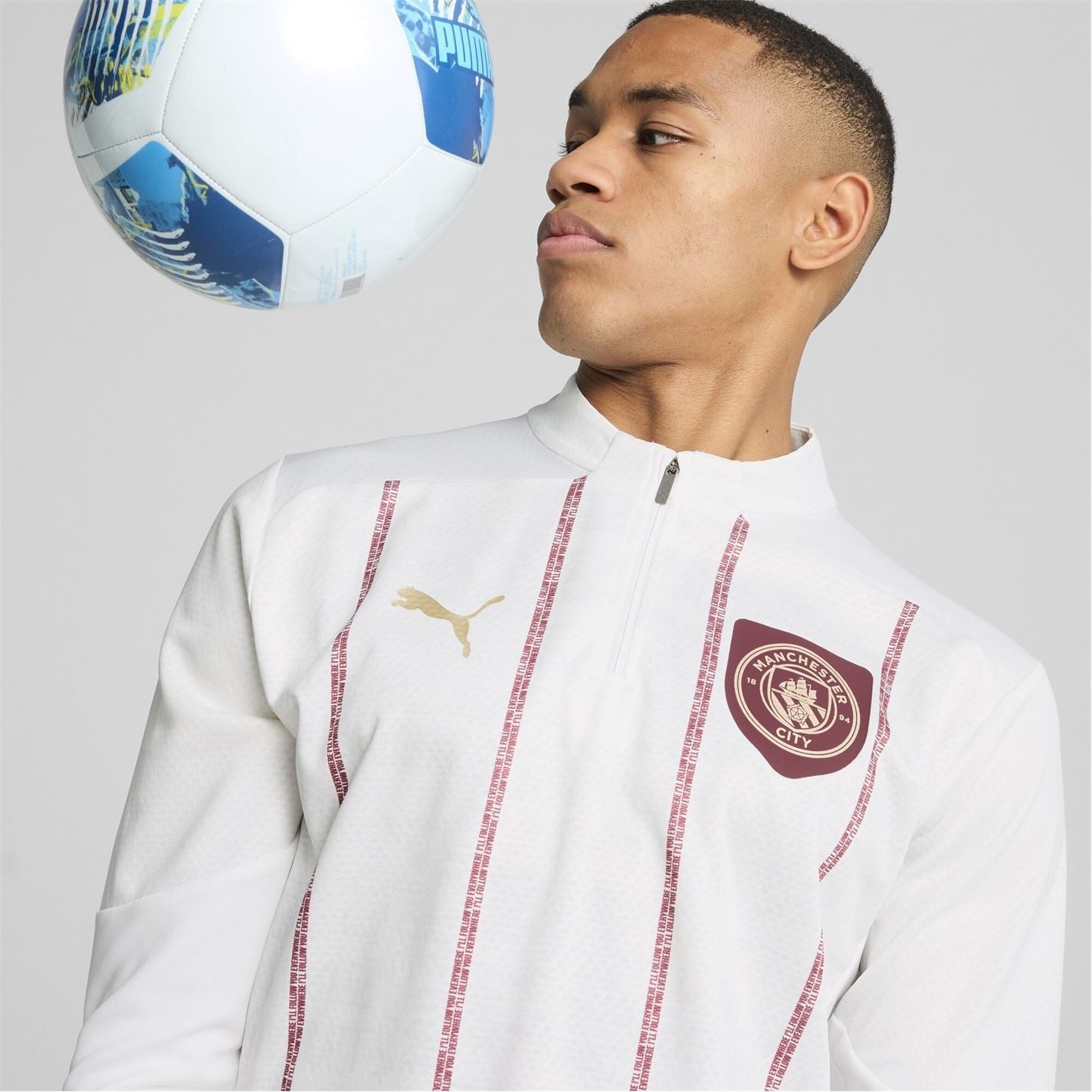 Puma Manchester City Pre Match Quarter Zip Drill Top Adults