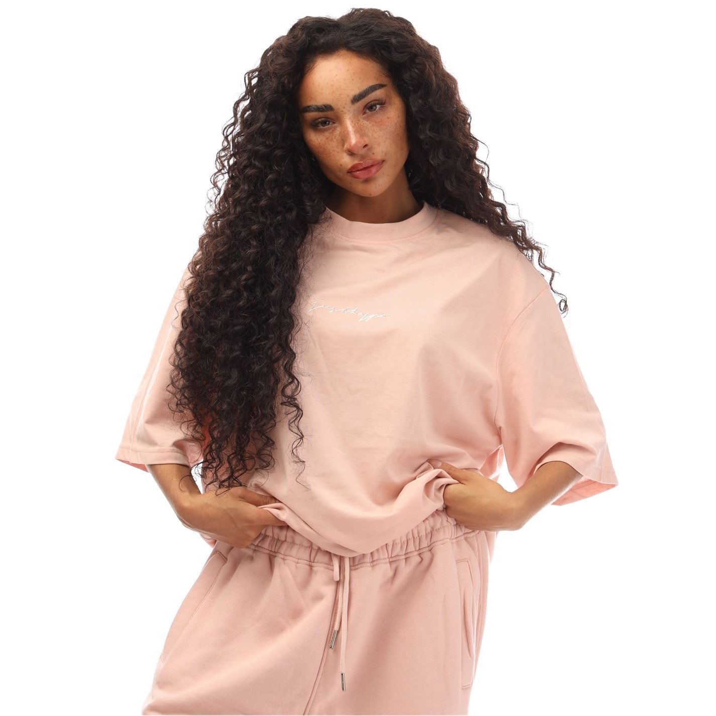 Hype Oversize Fit Signature Print T-Shirt