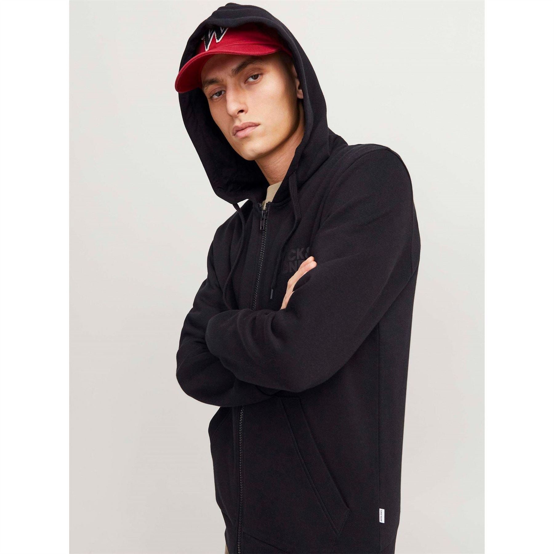 Jack and Jones Mens Corp Logo Sweat Zip Hood