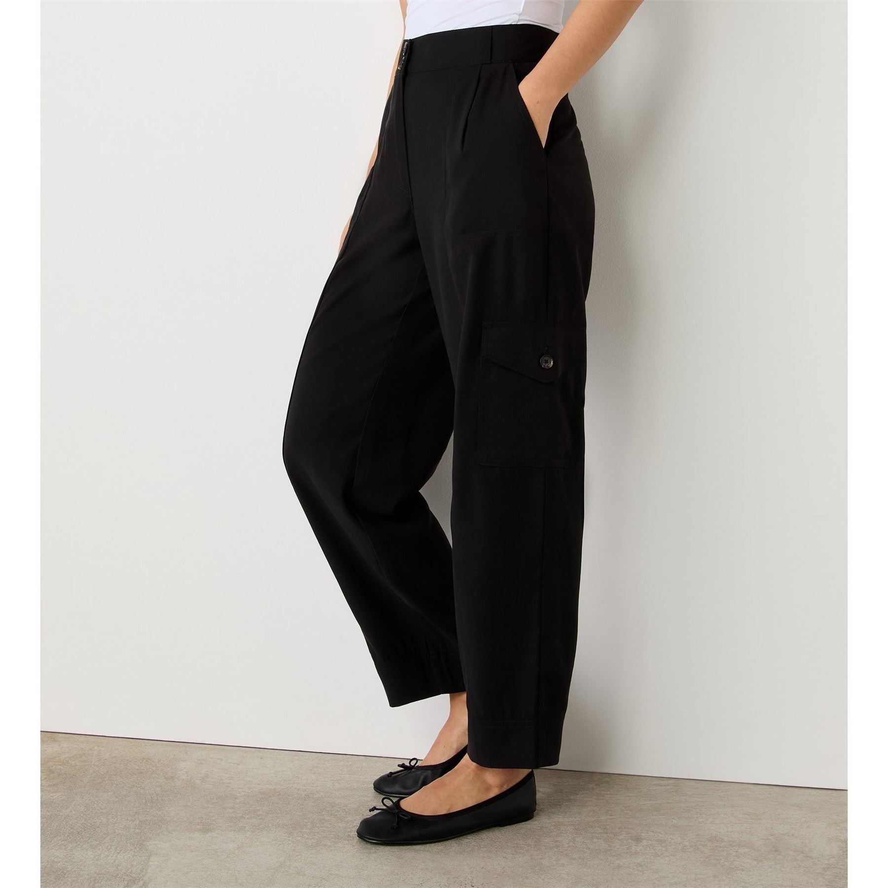 Finery Solid Straight Cargo Trousers