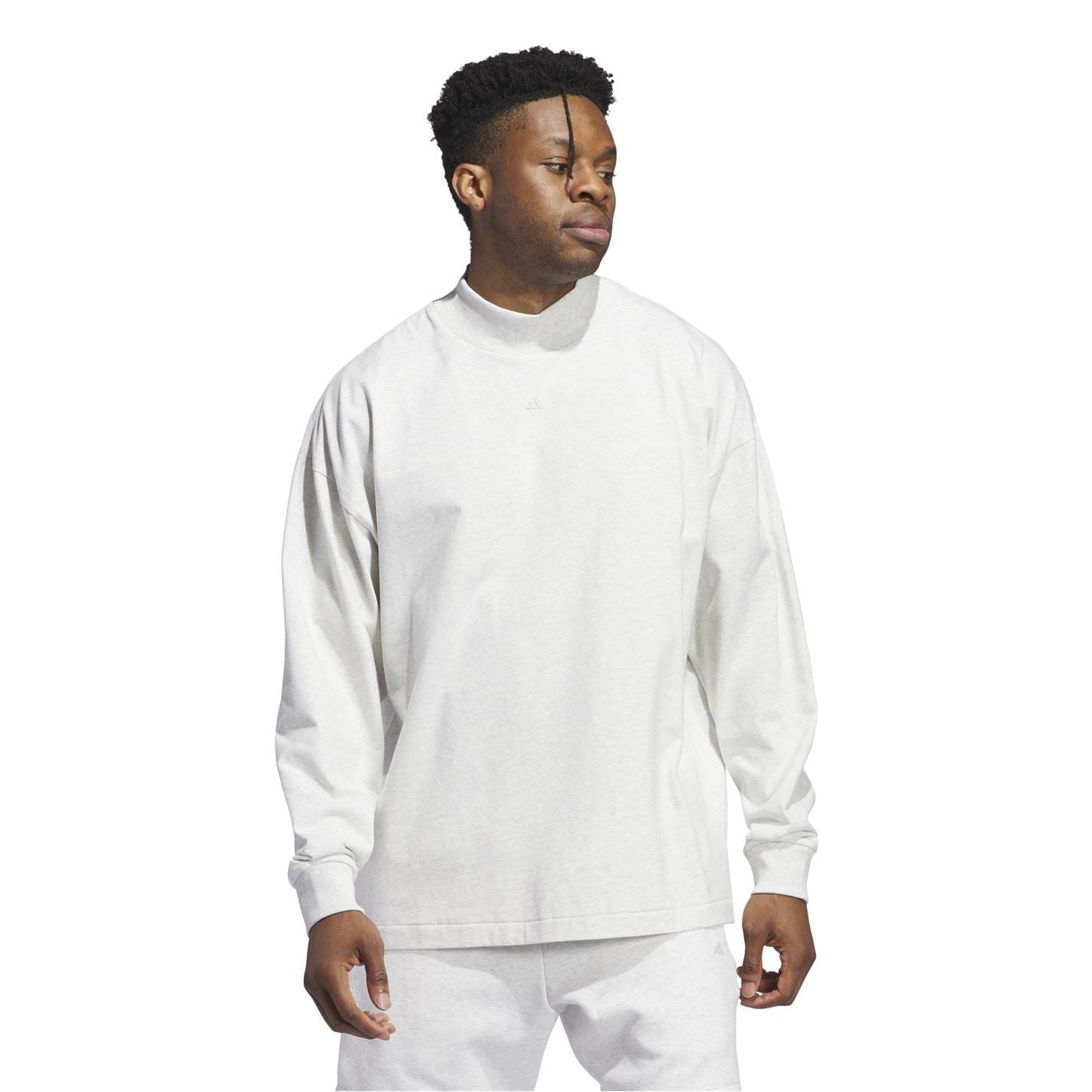 adidas Mock Neck Long Sleeve Oversize Fit Jersey T-Shirt