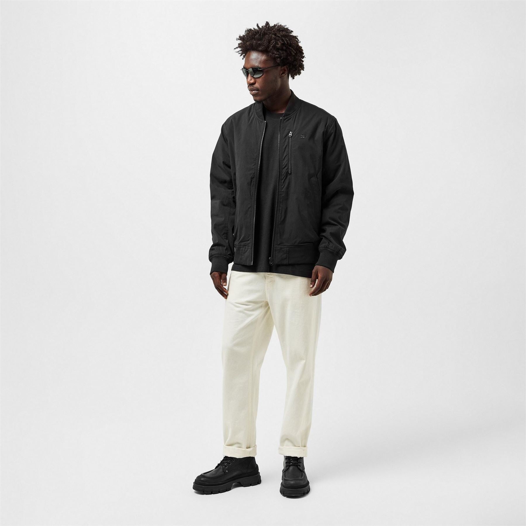 G Star Tech Solid Patterned Ribbed Cuff Bomber Jacket