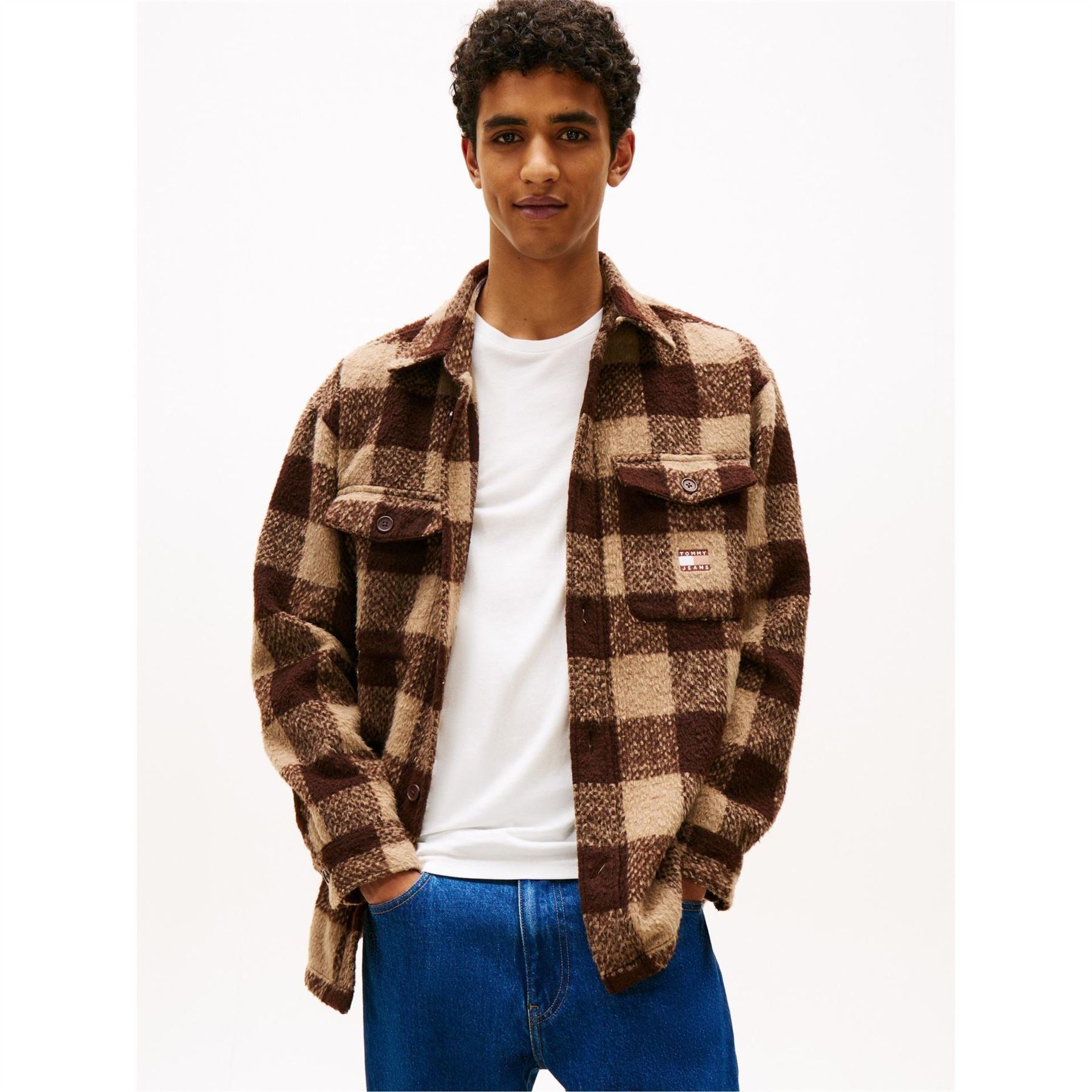 Tommy Jeans Plaid Patterned Chest Pocket Overshirt