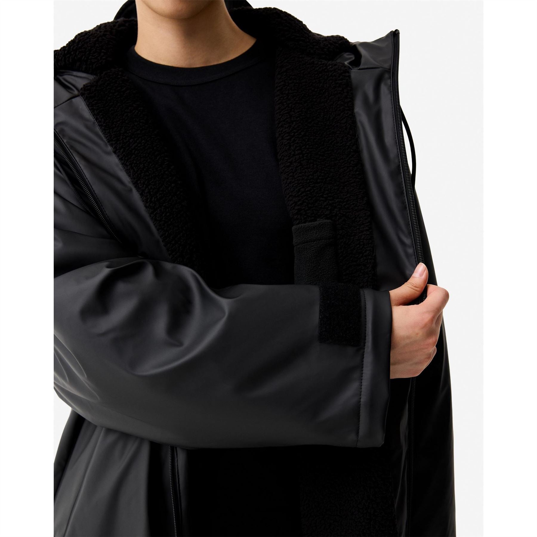 Hunter Cocoon Solid Patterned Hooded Zipped Pocket Coat