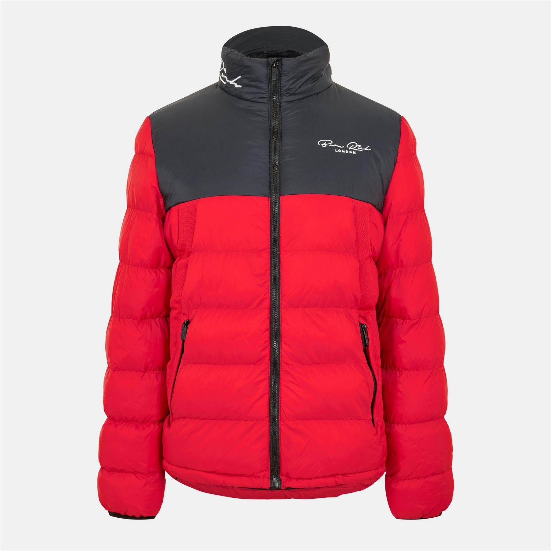 Born Rich Lydn Solid Patterned Puffer Jacket with Zipped Pocket