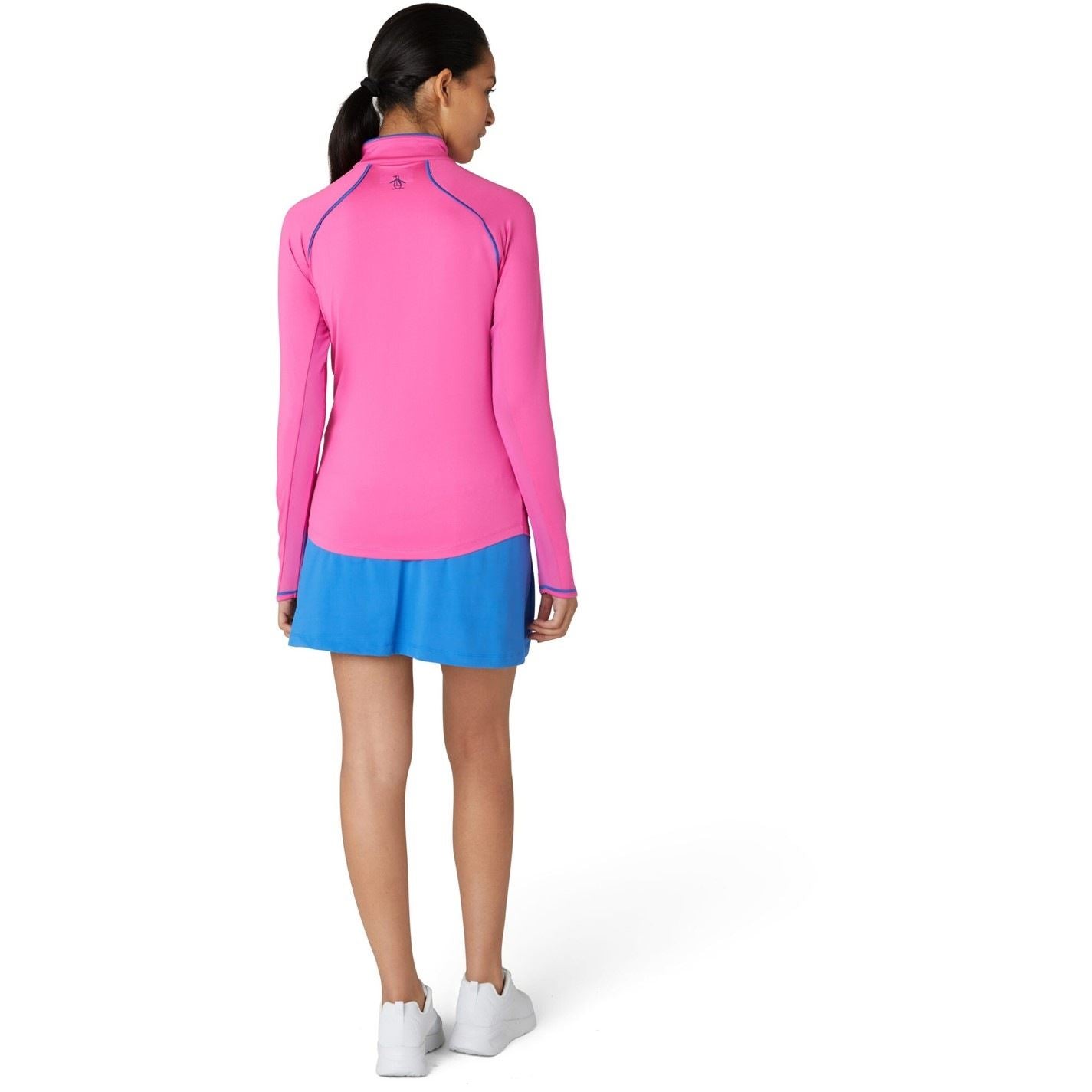 Original Penguin Womens Long Sleeve Solid Sun Quarter Zip Top