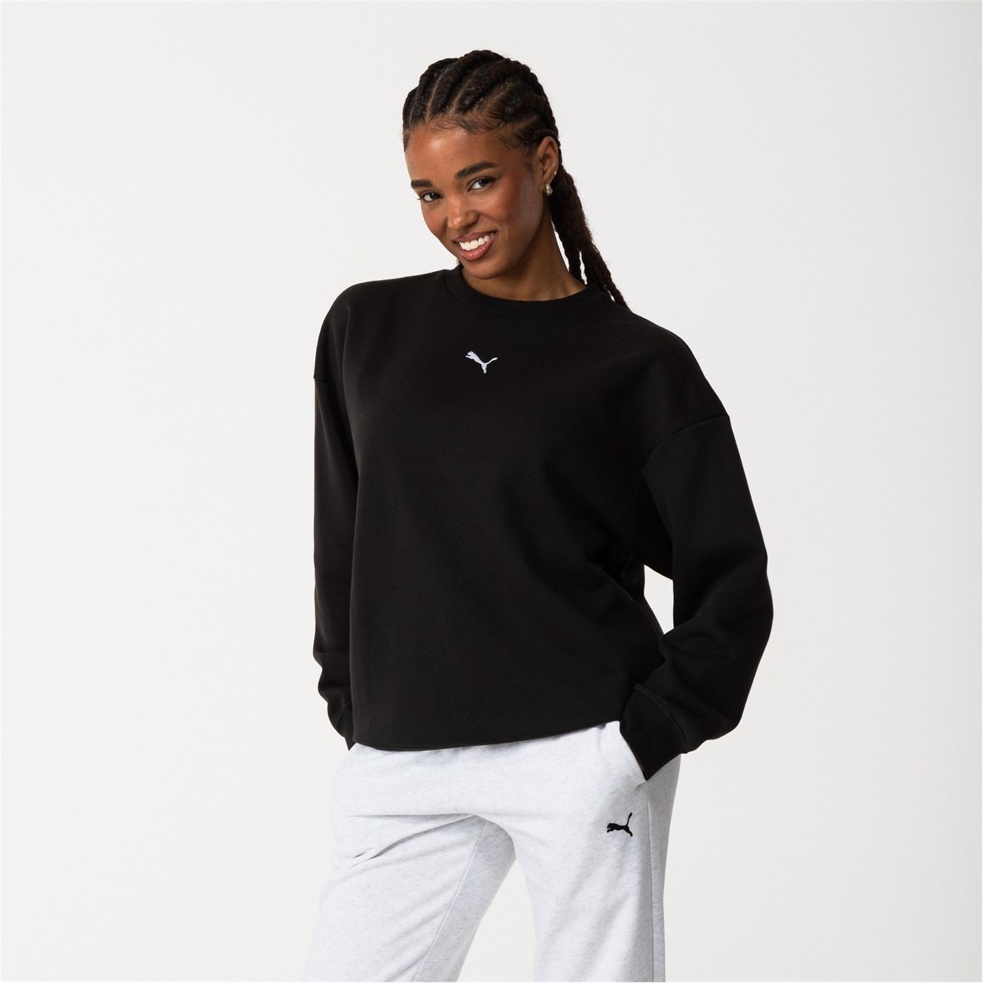 Puma Womens Ess Oversized Crew Fl Sweatshirt