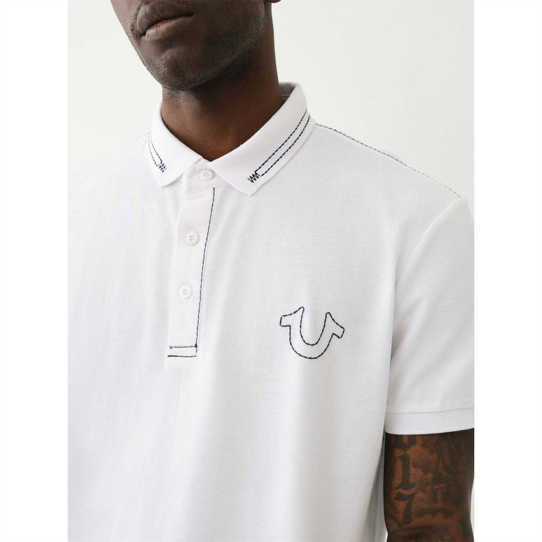 True Religion Relaxed Embroidered Short Sleeve Polo Shirt