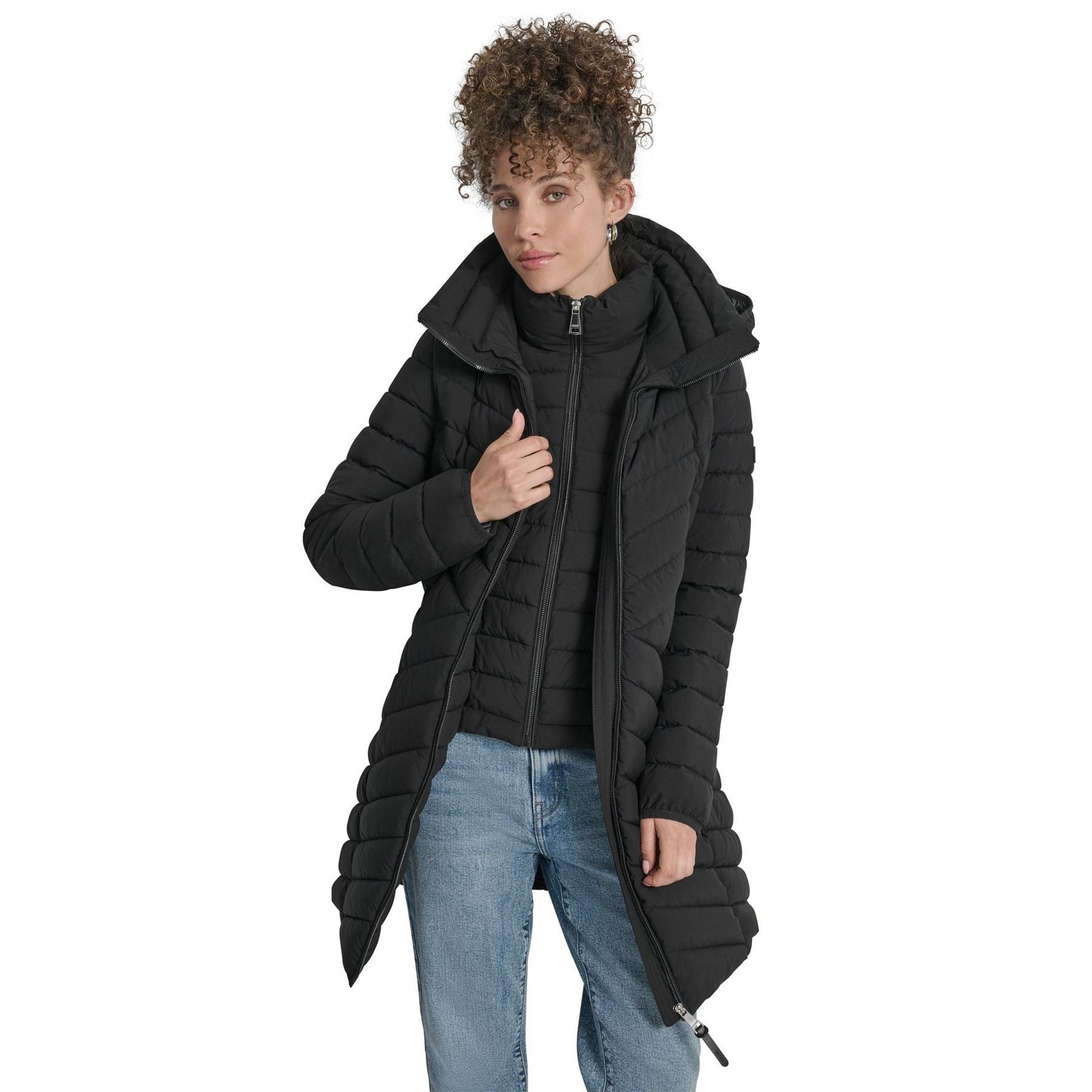 DKNY Double Zipped Medium Puffer Jacket
