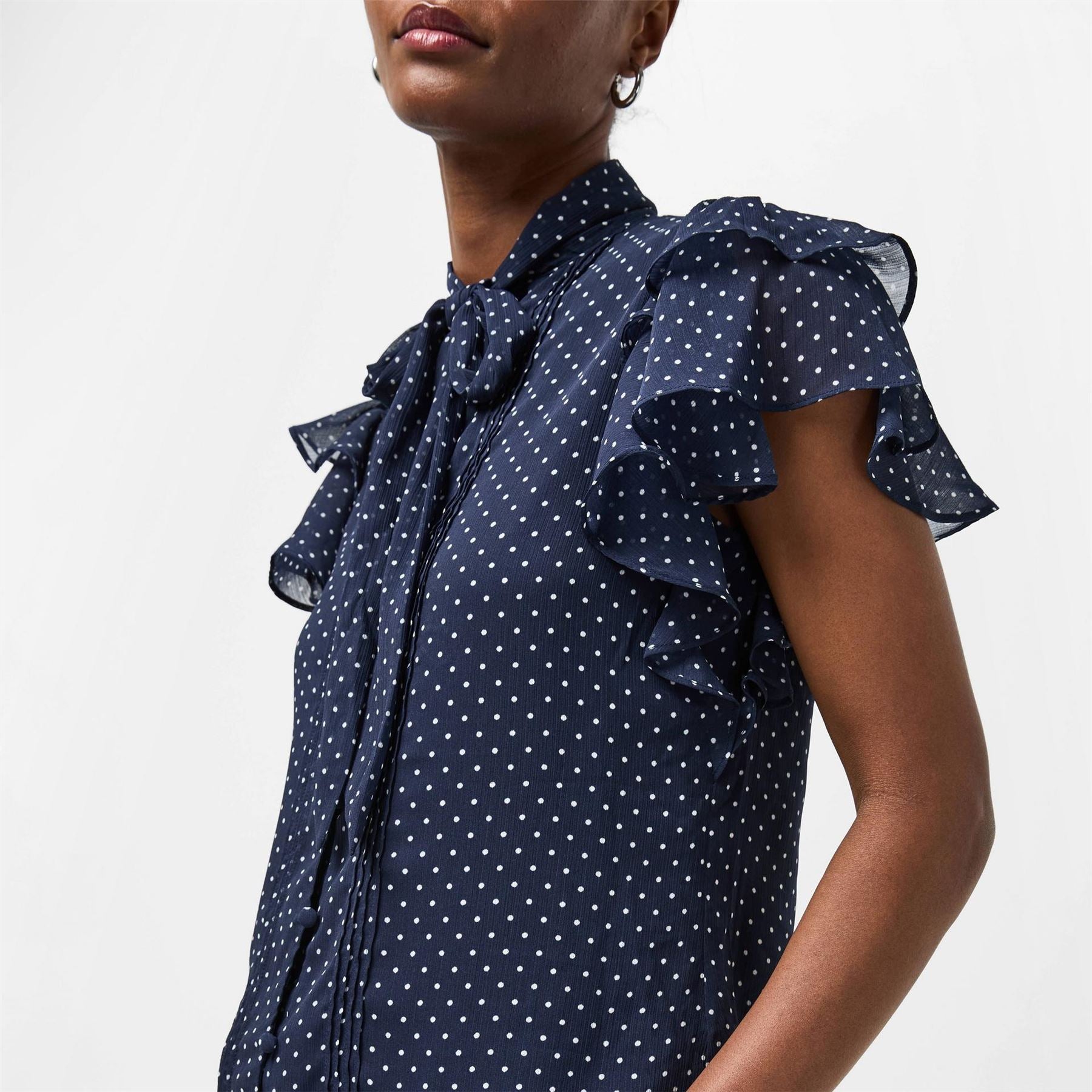 Lauren by Ralph Lauren Tie Neck Ruffle Sleeve Blouse