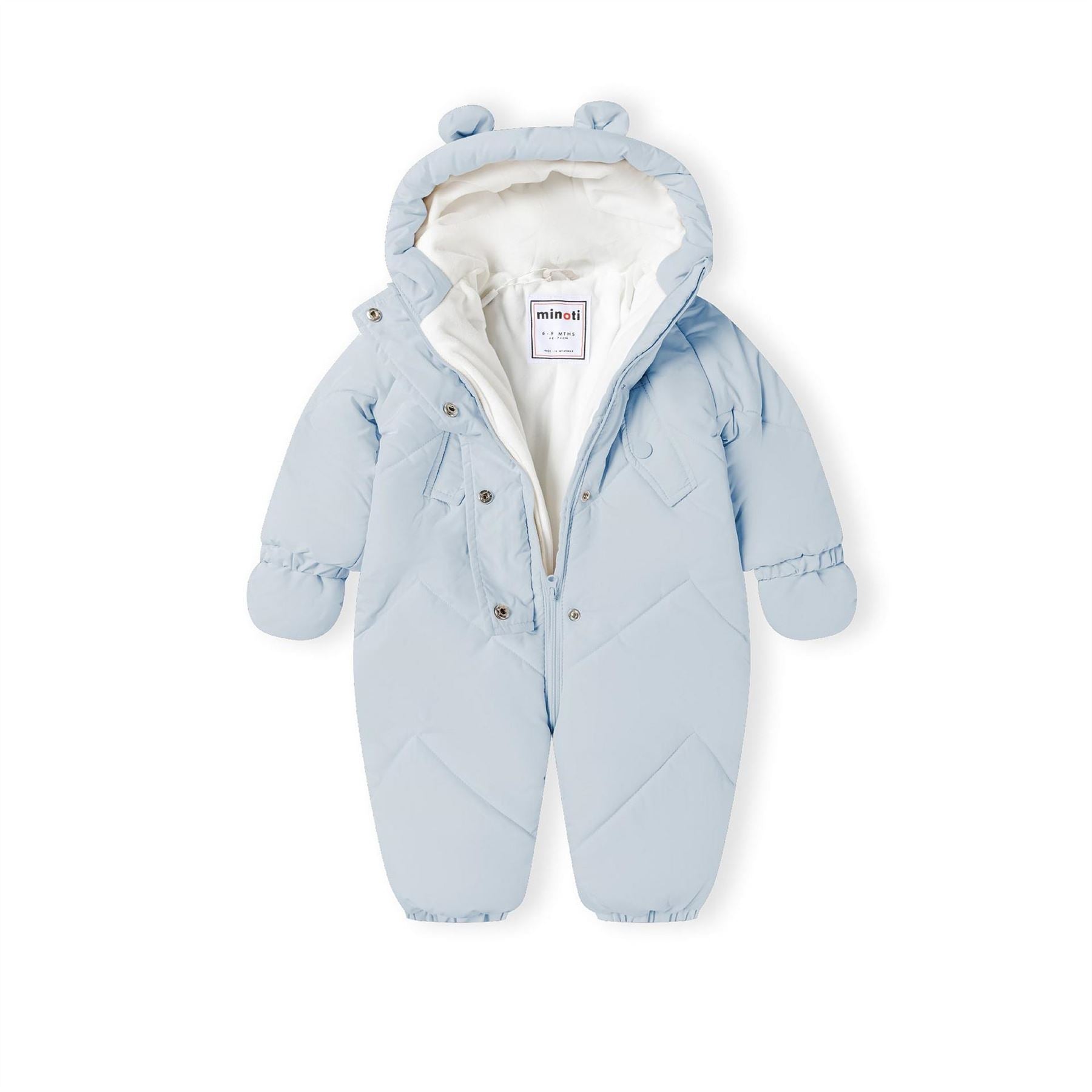 Minoti Baby Unisex Snowsuit Hood With 3d Ears Light Blue
