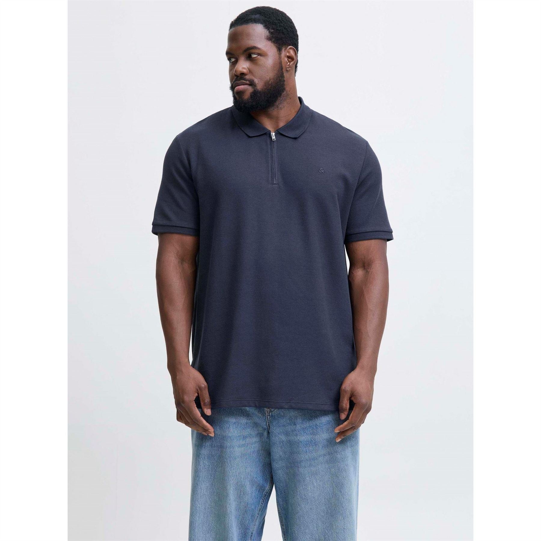 Jack and Jones Mens Austin Zip Polo Plus Size
