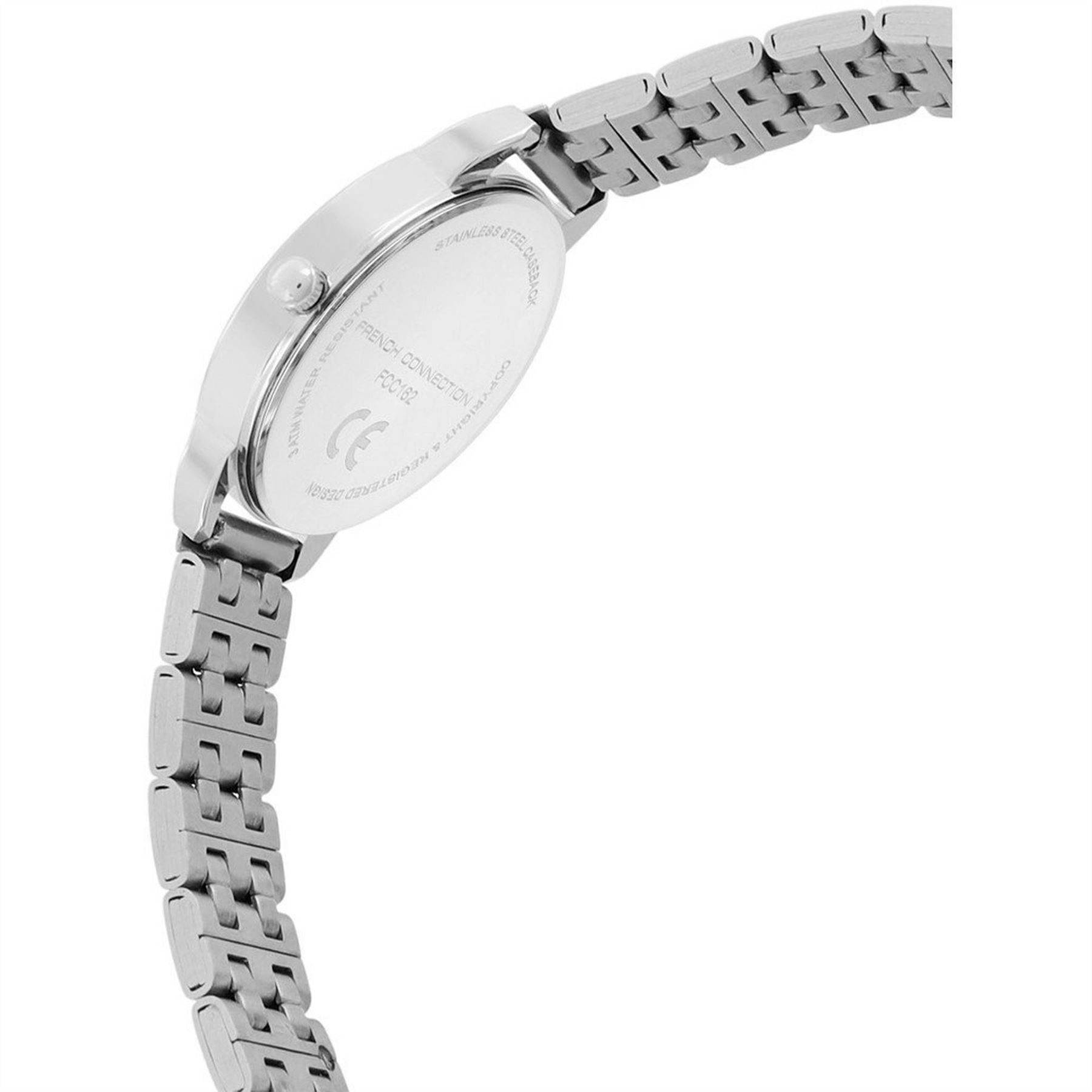 French Connection Connection Silver Case Round Shape Silver Strap Quartz Watch