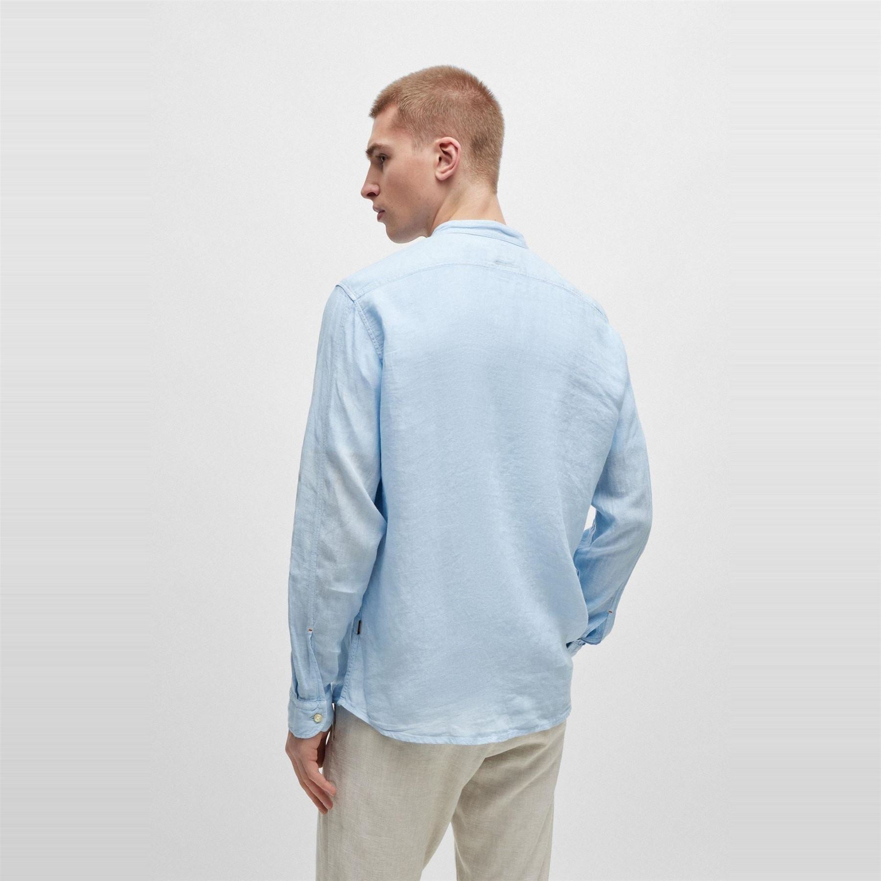 Boss Band Collar Long Sleeve Regular Fit Shirt