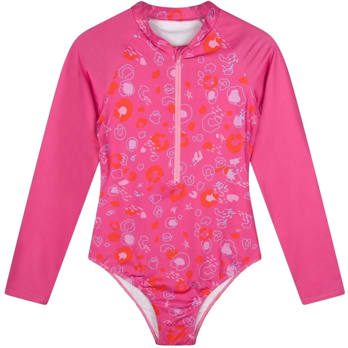 Hype Leopard Patterned Zipper Swimsuit