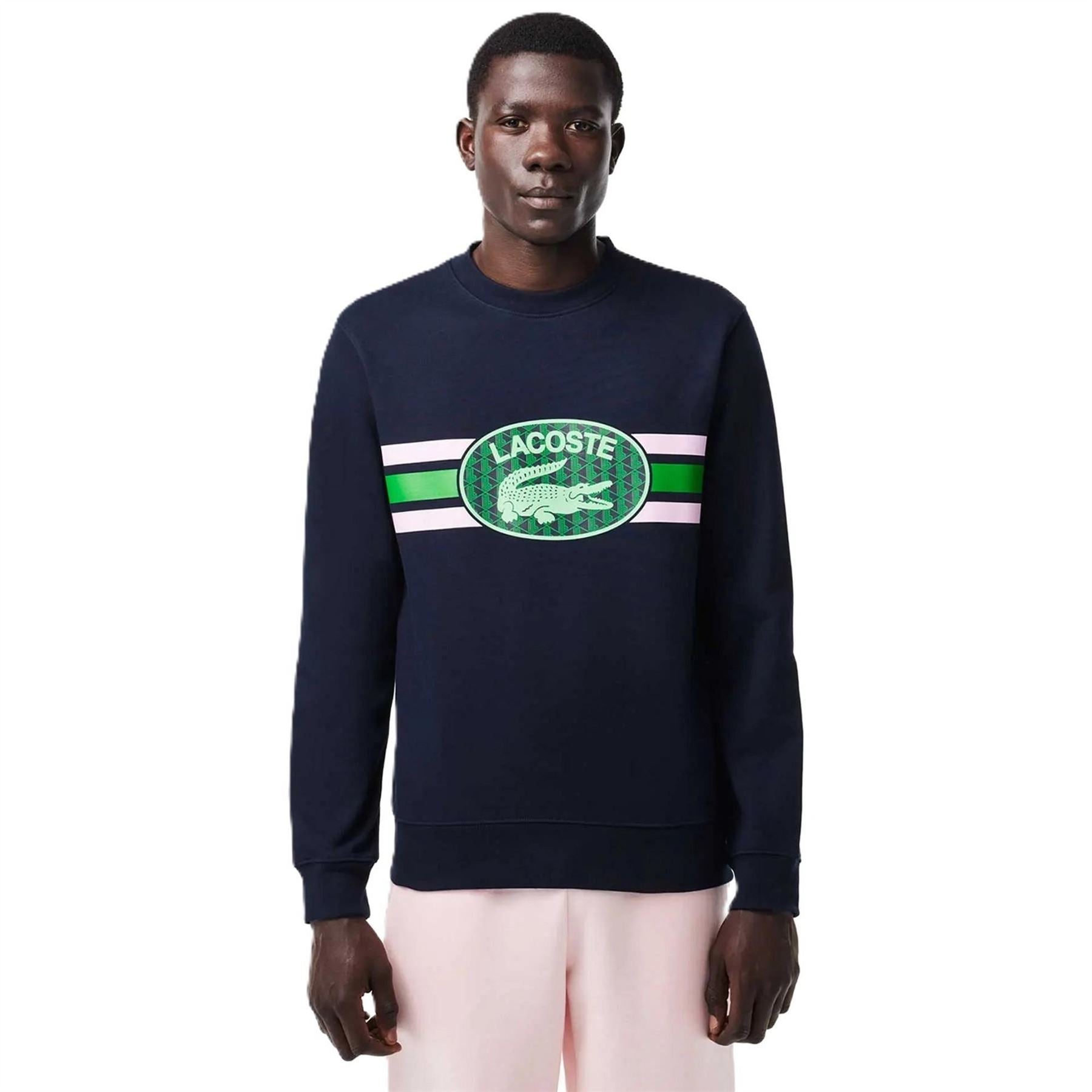 Lacoste Crocodile Print Lacoste Lettering Crew Neck Sweatshirt