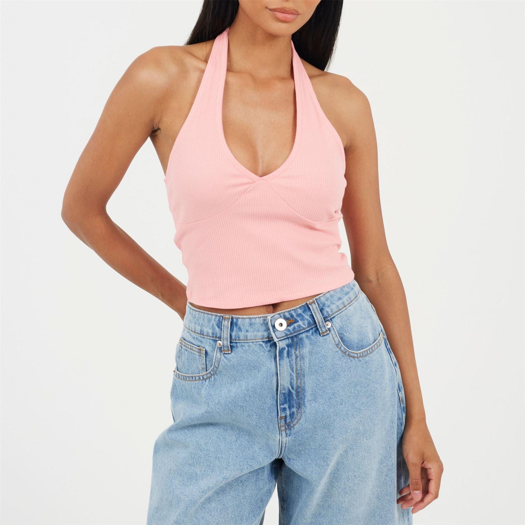 Brave Soul Halter Neck Sleeveless Cropped Vest