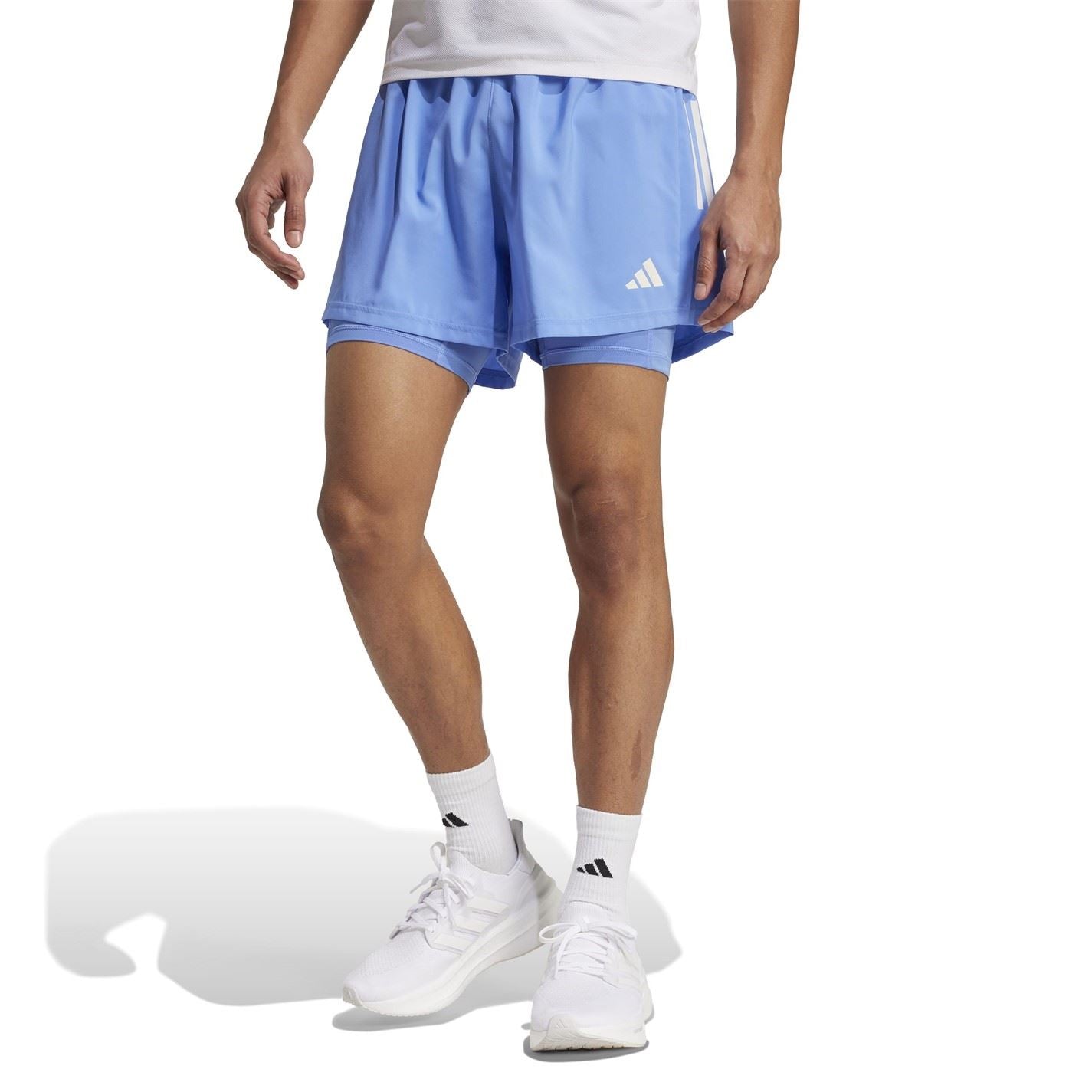 adidas Mens Own The Run 3 Stripes 2 In 1 Shorts