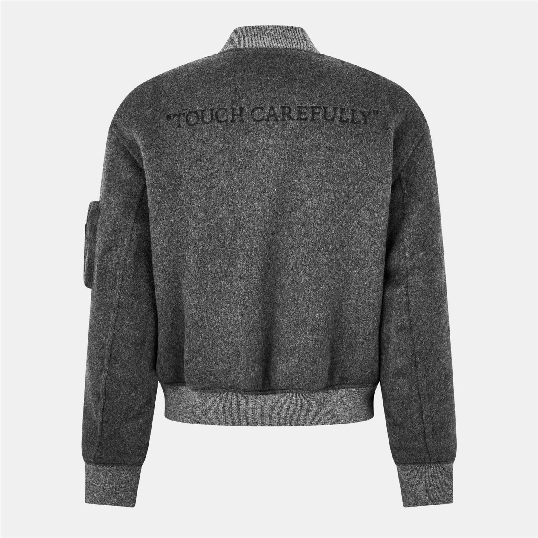Off White Quote Embroidered Bomber Jacket
