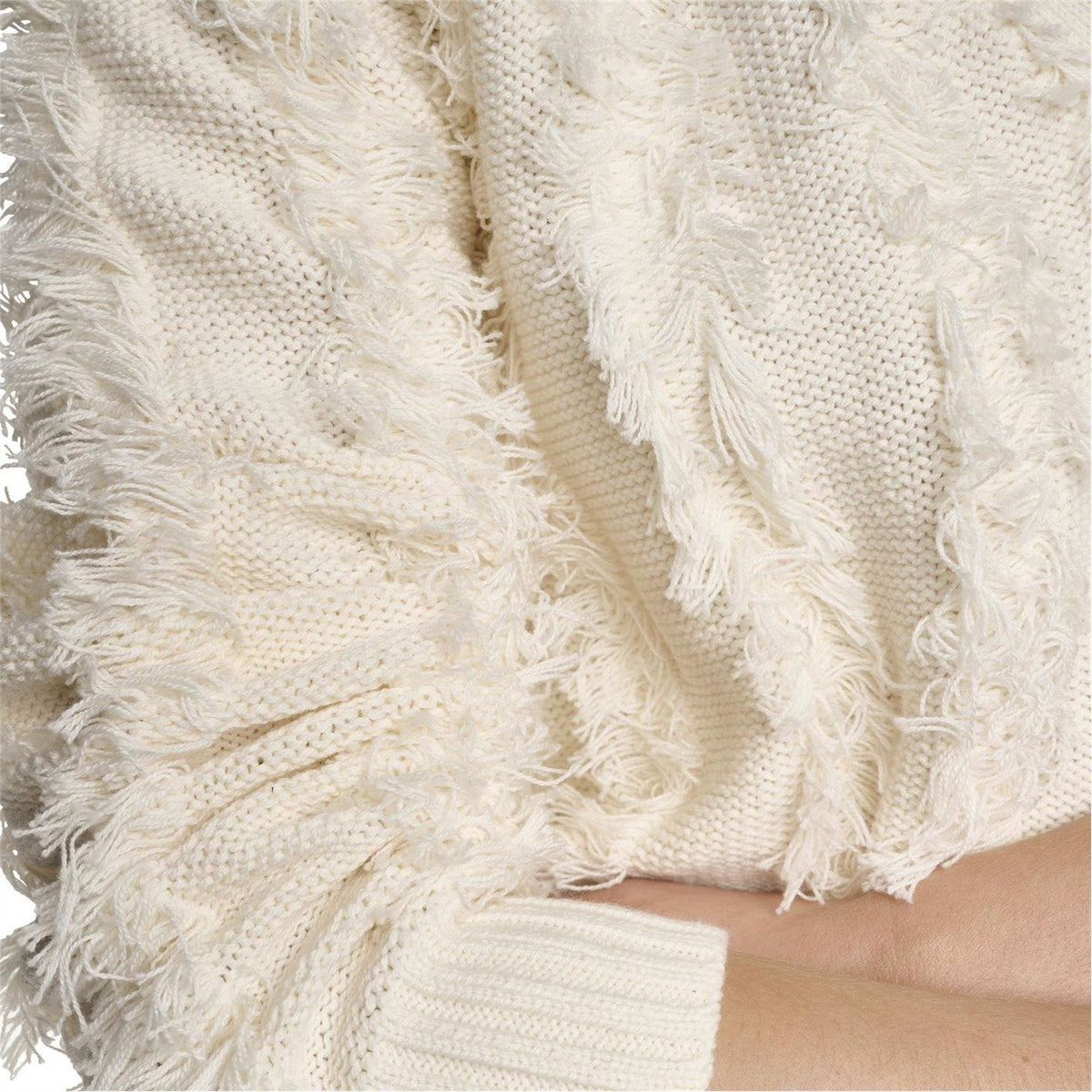 DKNY V Neck Fringe Cardigan