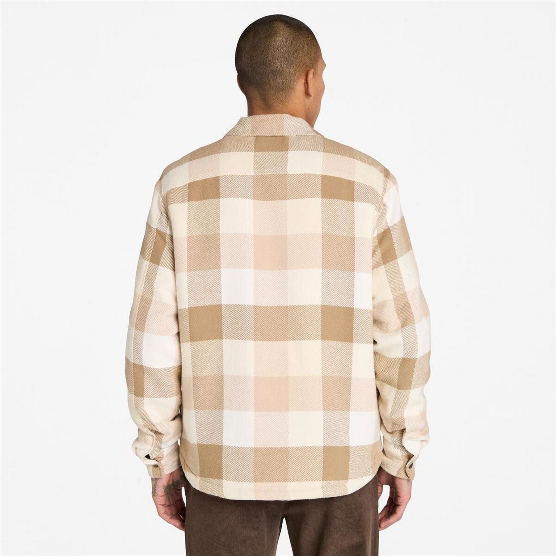 Timberland Sherpa Plaid Snap Button Chest Pocket Shirt Jacket