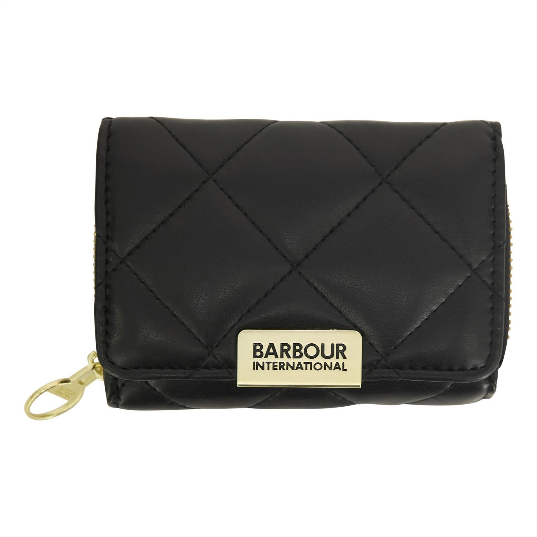 Barbour International Aurora Tri Fold Quilted Leather Zip Around Purse